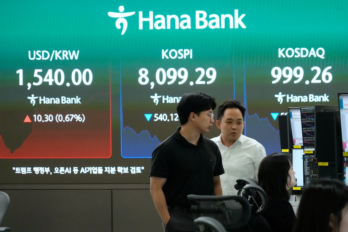 Asian shares drop, with South Koreas Kospi down more than 5%