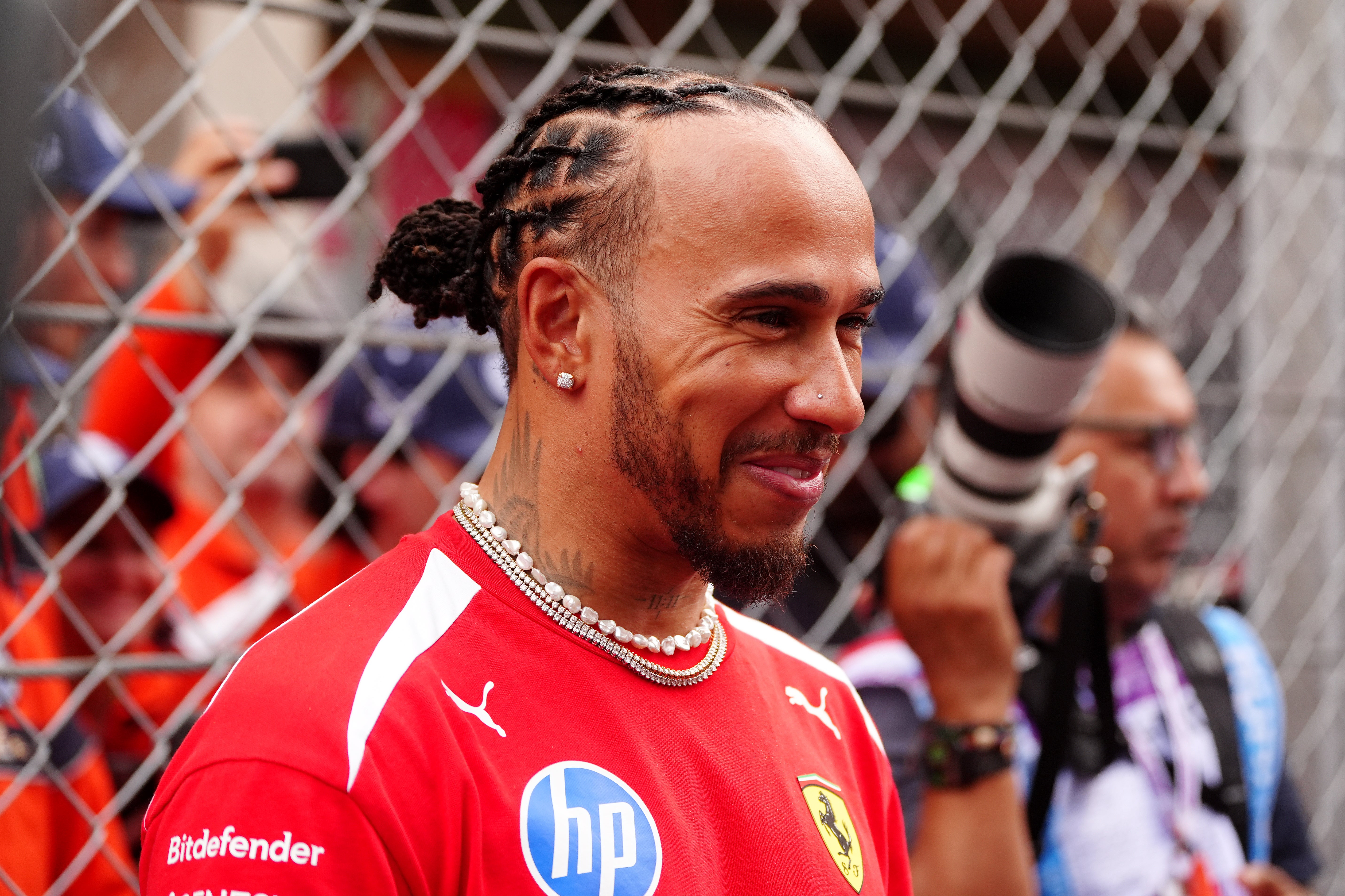 Ferrari’s Lewis Hamilton finished behind Charles Leclerc in practice (David Davies/PA) (PA Wire)
