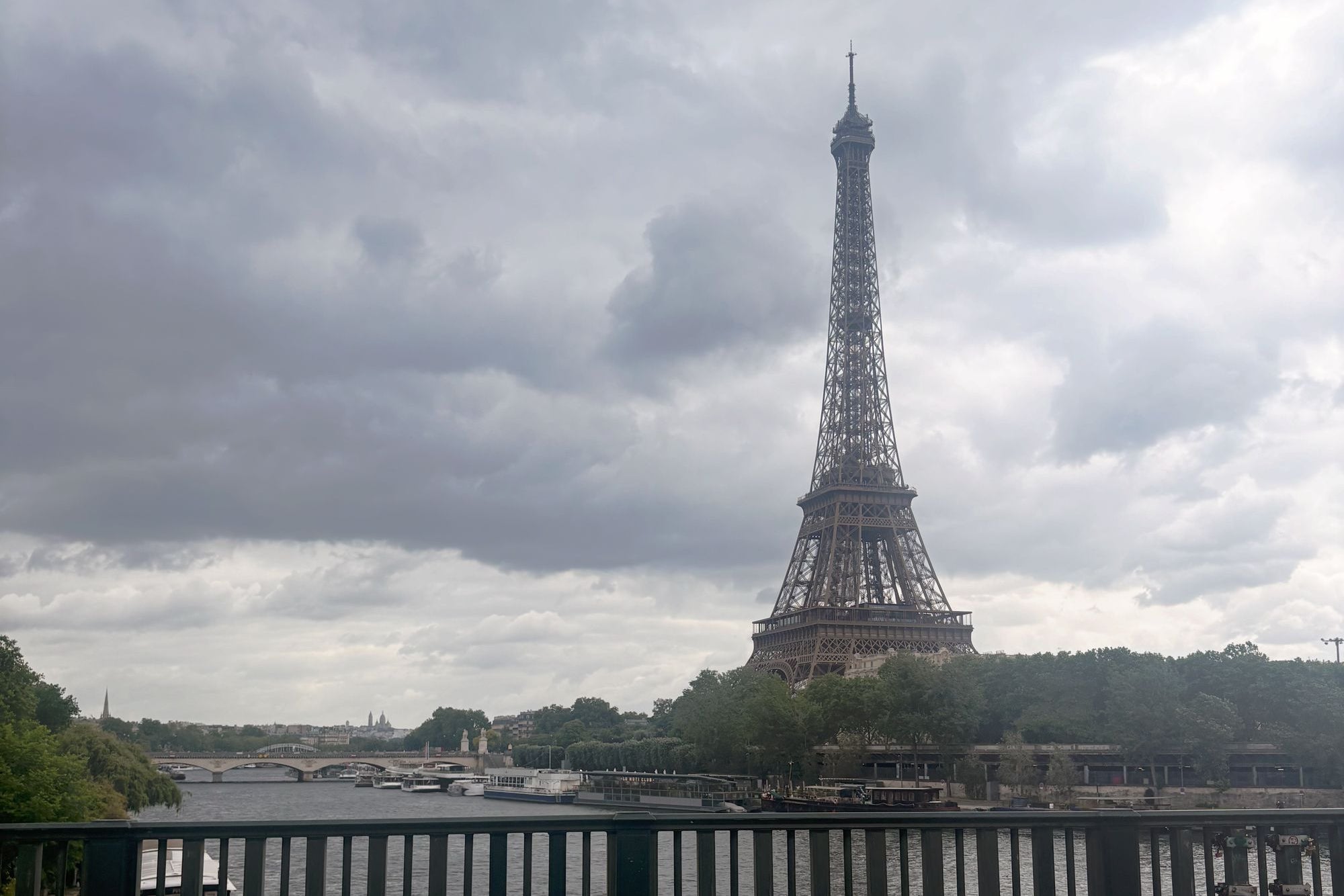 The view of the tower from Bir Hakeim Bridge (Amelia Neath/The Independent)