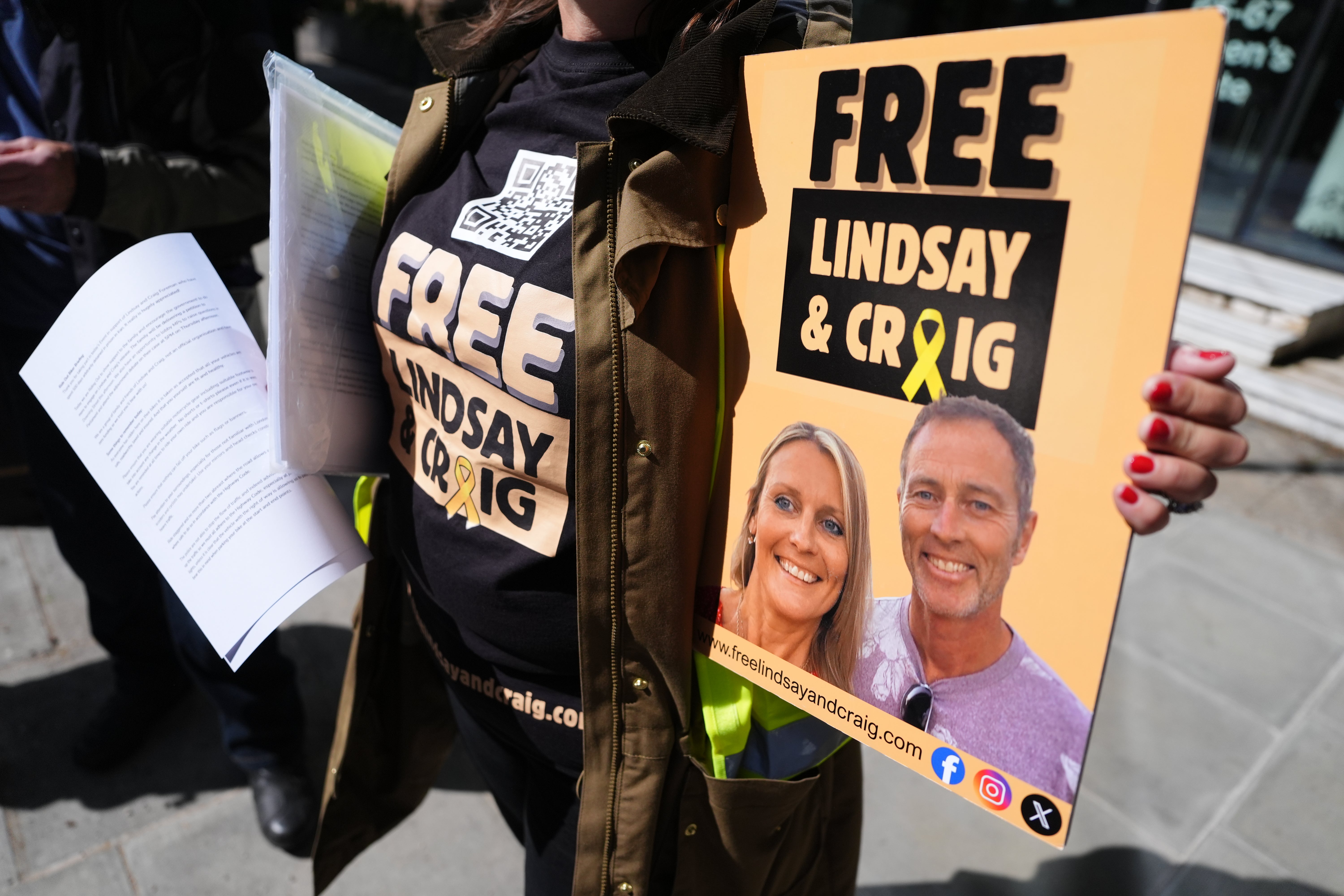 Craig and Lindsay Foreman are on hunger strike in Iran (PA)