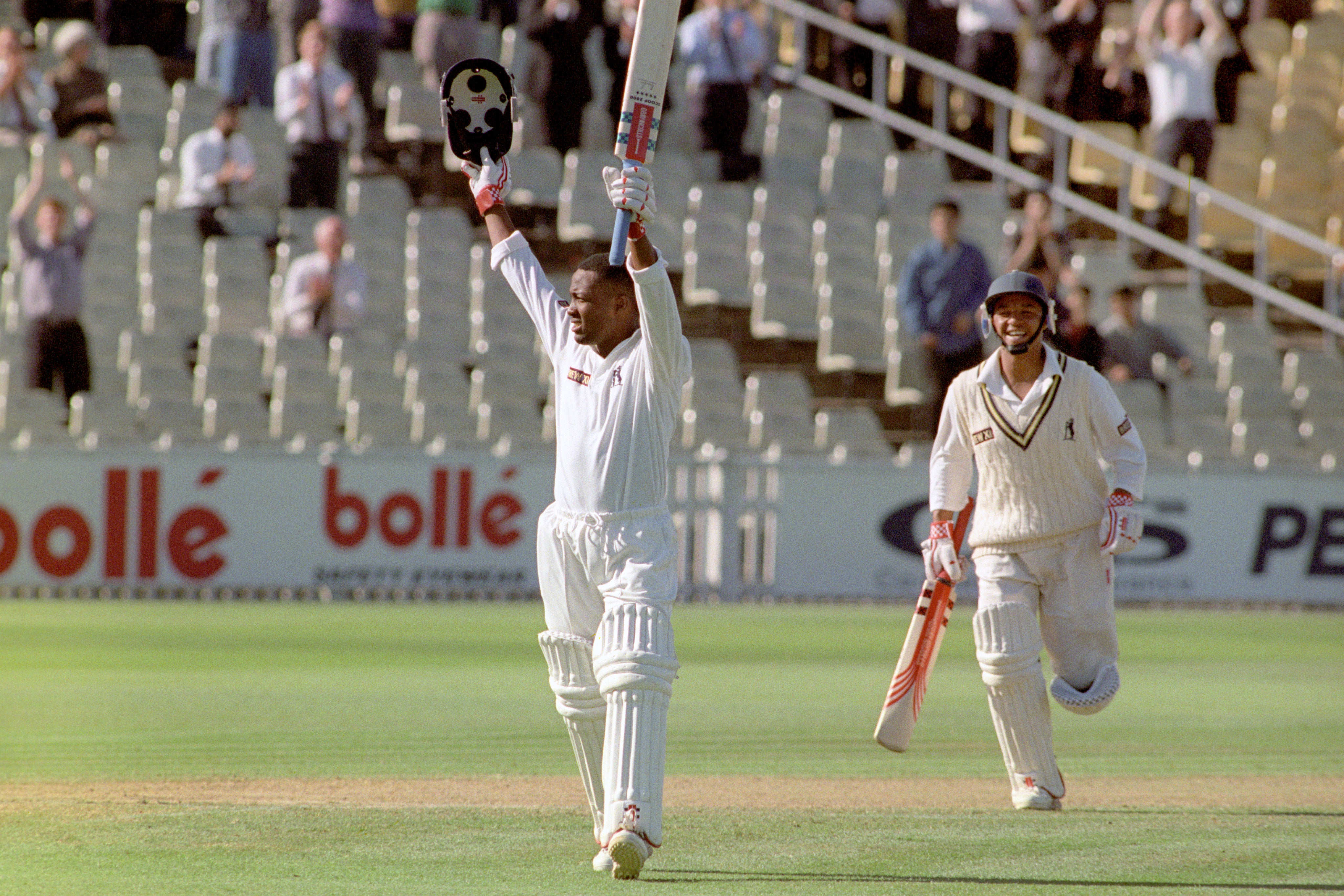 Brian Lara celebrates his first-class record score (Barry Batchelor/PA) (PA Archive)