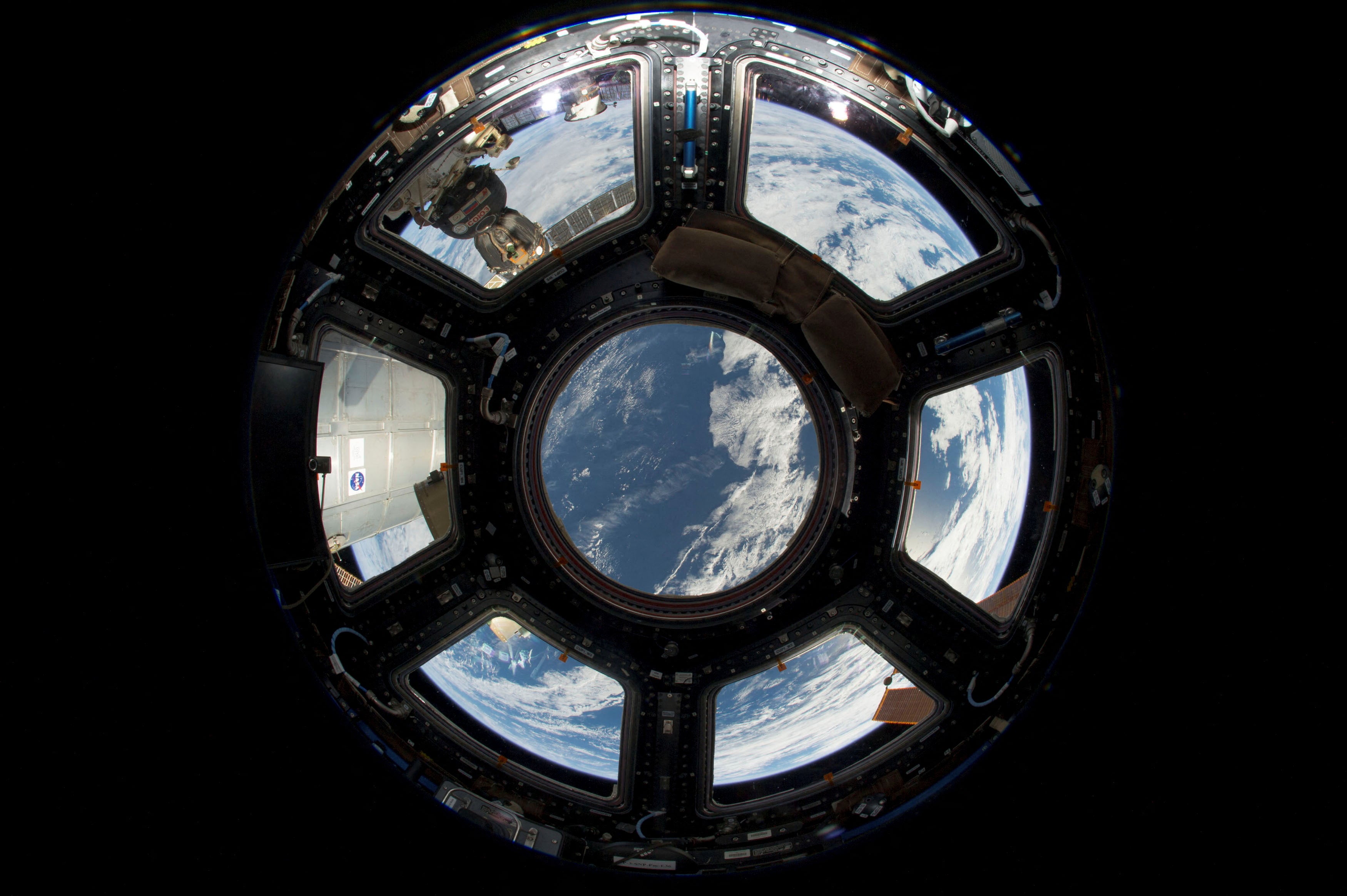 A view of Earth from the Cupola on the earth-facing side of the International Space Station
