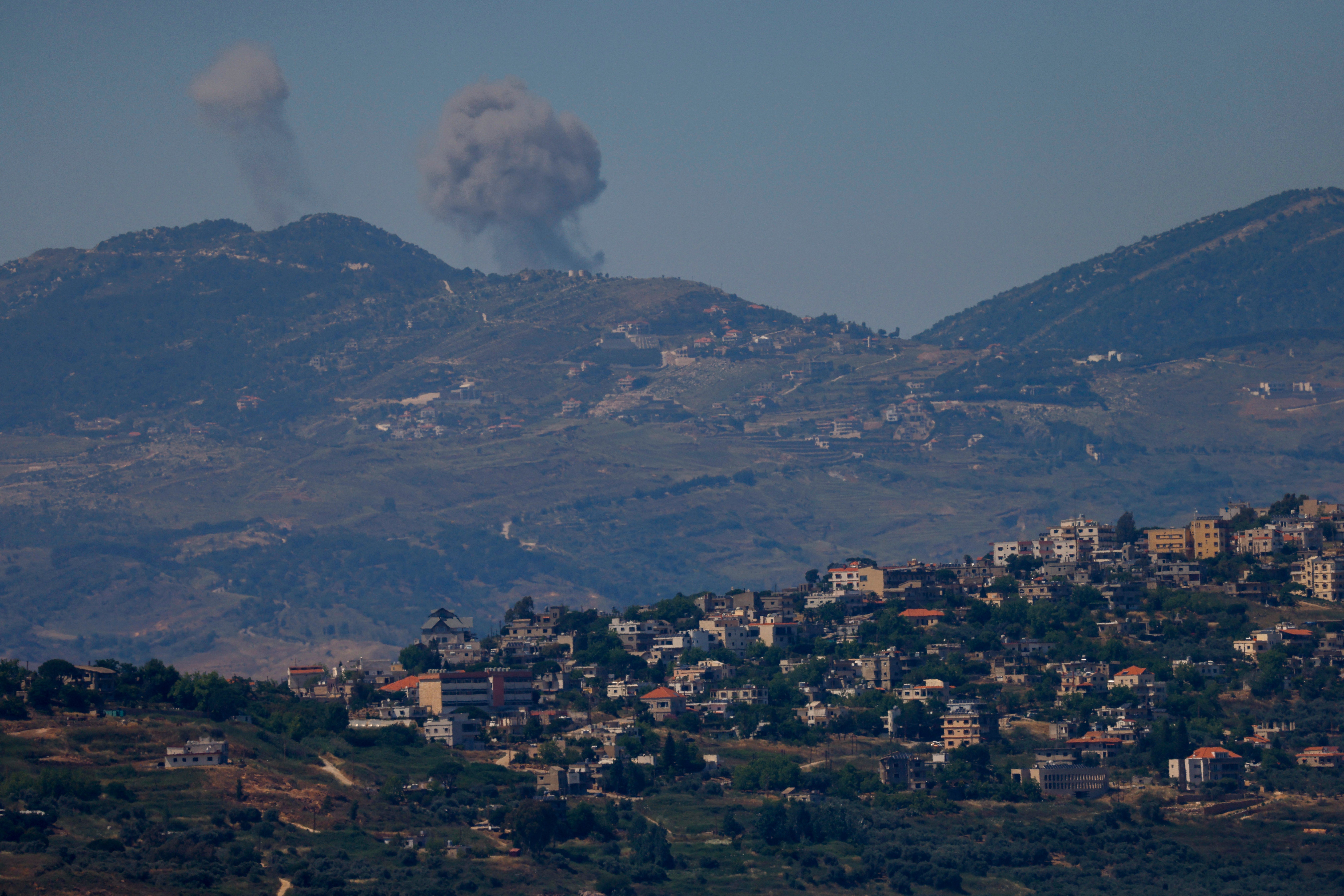 Smoke rises following Israeli bombardment in southern Lebanon as seen from a position across the border in the Upper Galilee, in northern Israel