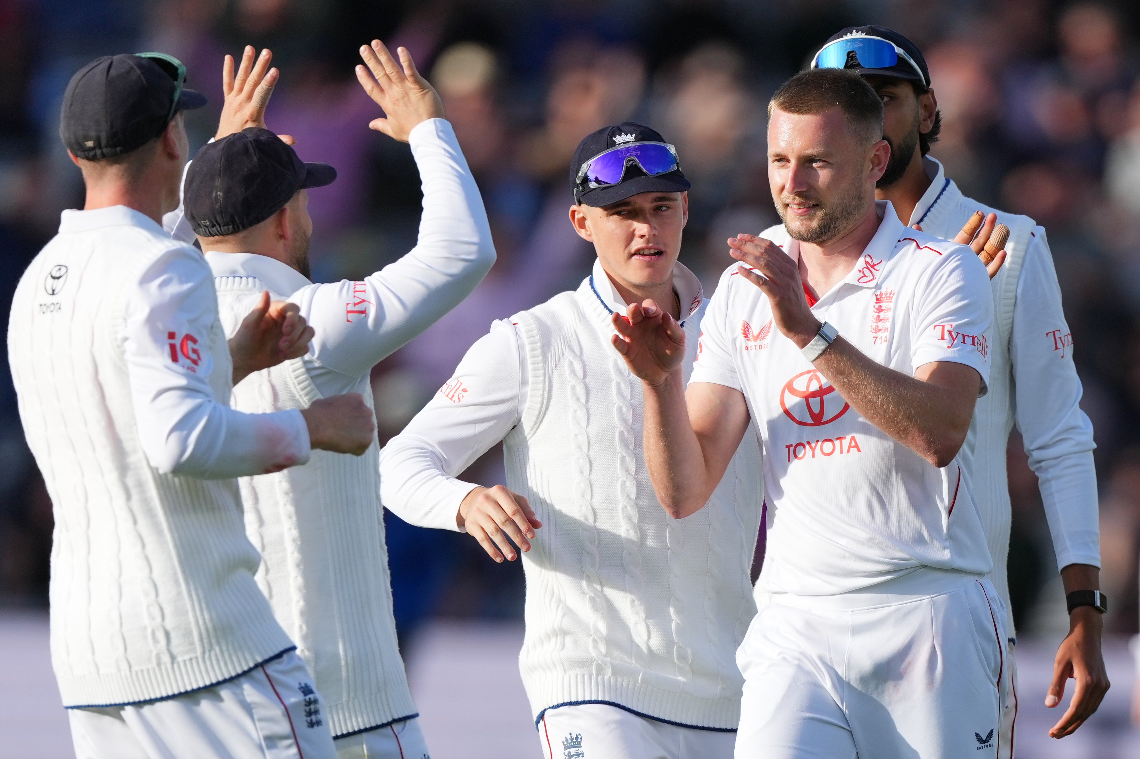 Gus Atkinson struck twice late on day two as England closed in on victory (AP)