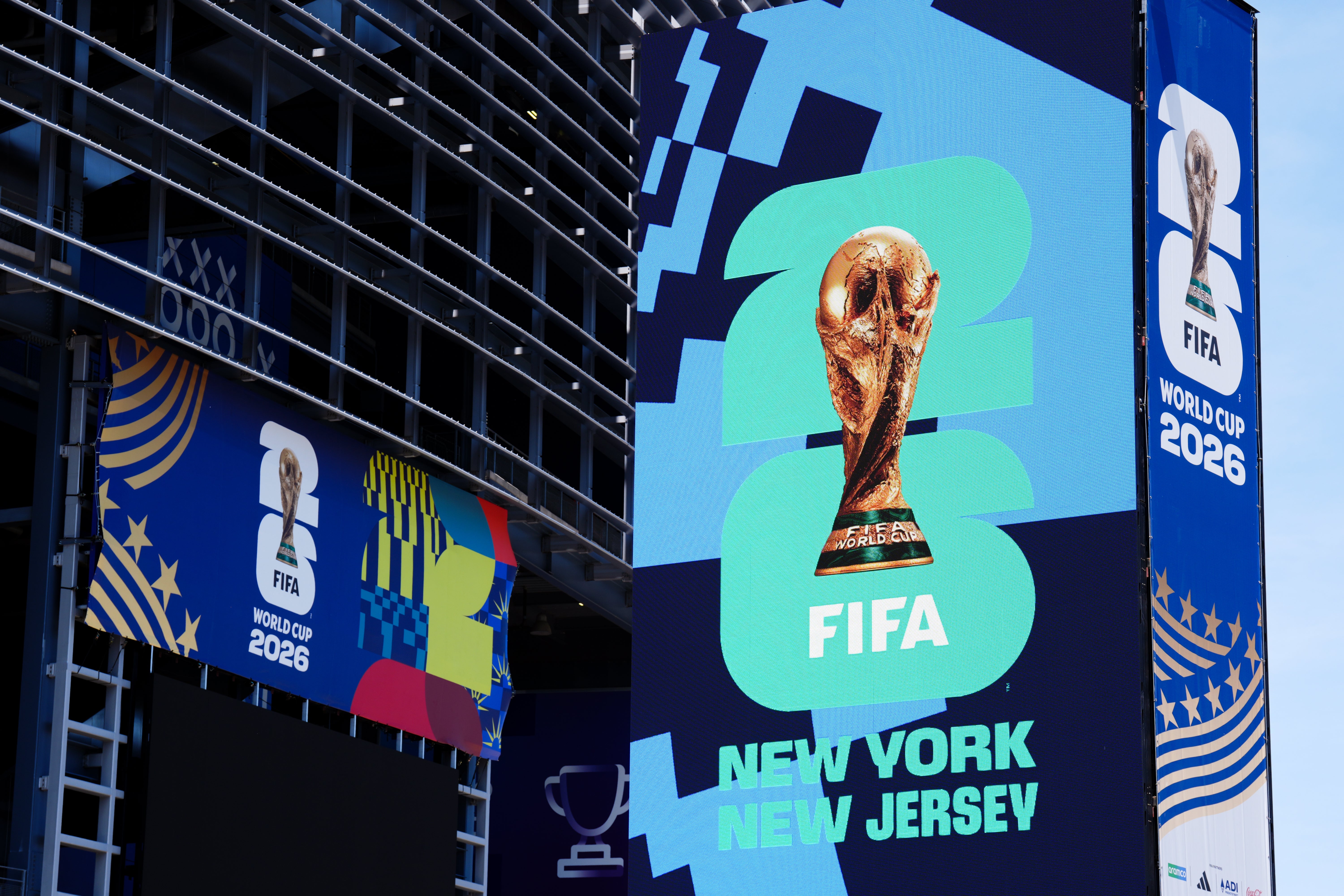 Fifa World Cup signage at the New York New Jersey Stadium in East Rutherford, commonly known as the MetLife Stadium (Andrew Milligan/PA) (PA Wire)
