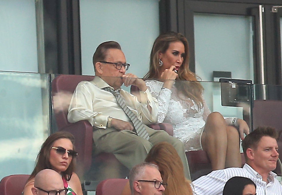 David Sullivan and partner Ampika Pickston at a West Ham game