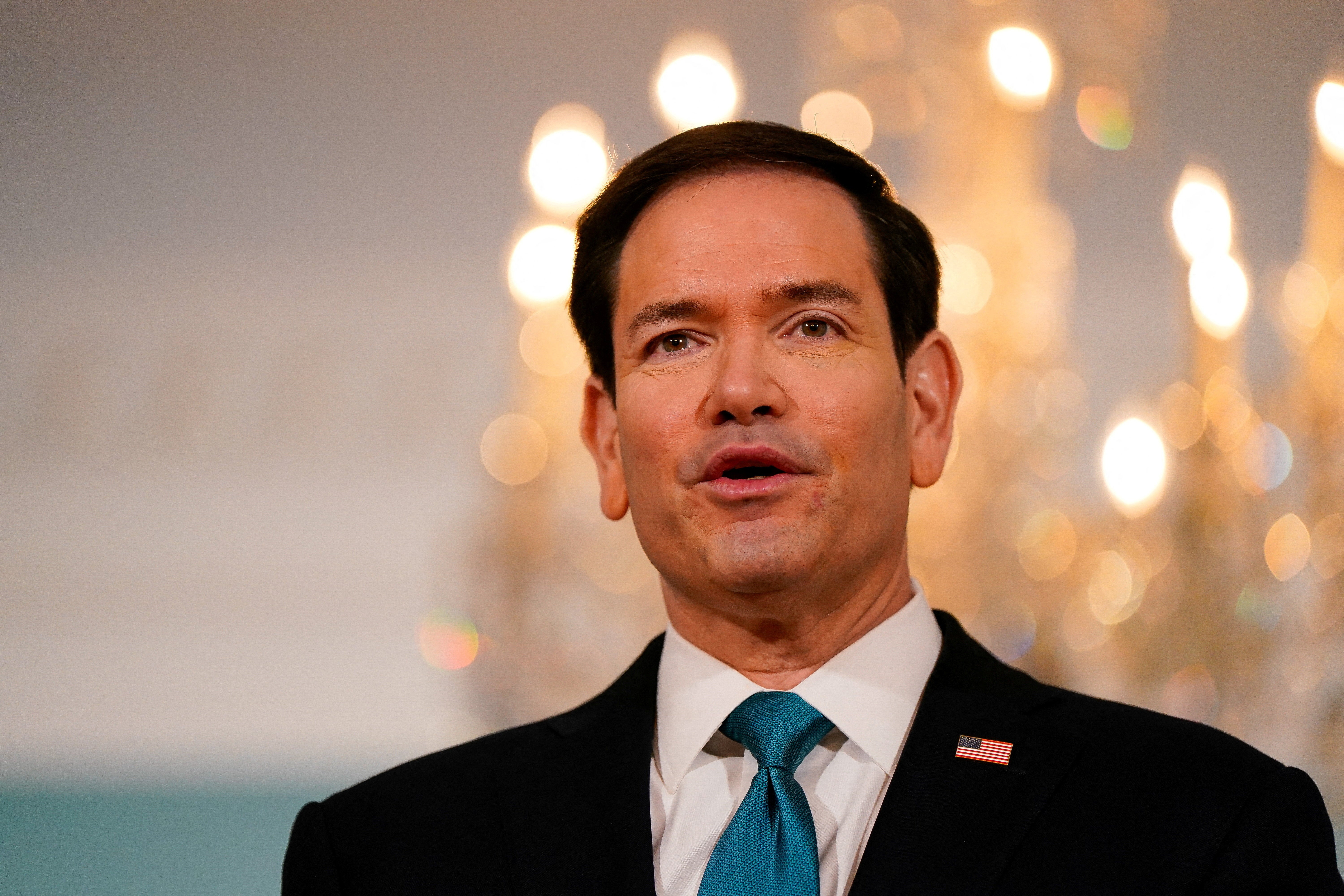 Secretary of State Marco Rubio speaks during an appearance with Kuwaiti Foreign Minister Sheikh Jarrah Jaber Al-Ahmad Al-Sabah