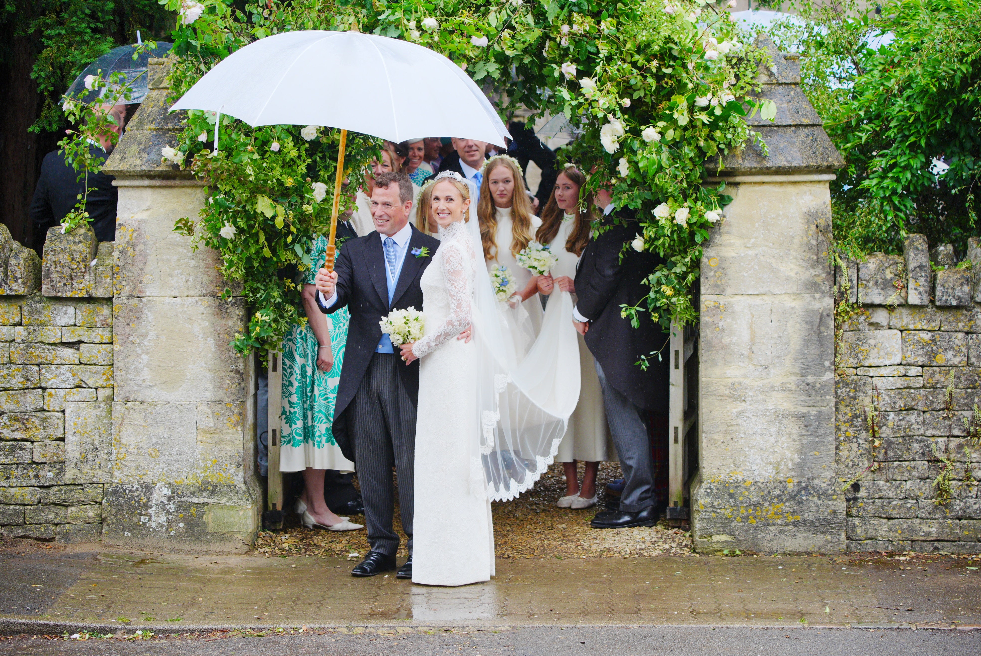 Harriet Sperling and Peter Phillips leave their wedding ceremony