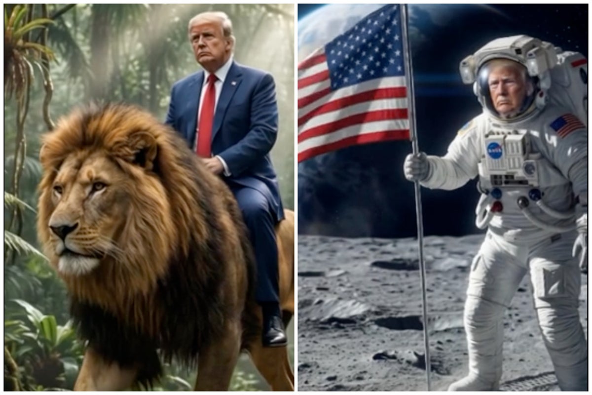 Trump marks D-Day with AI video of him riding a lion and photo portraying Obama library as trash can – UK Times Trump marks D-Day with AI video of him riding a lion and photo portraying Obama library as trash can – UK Times
