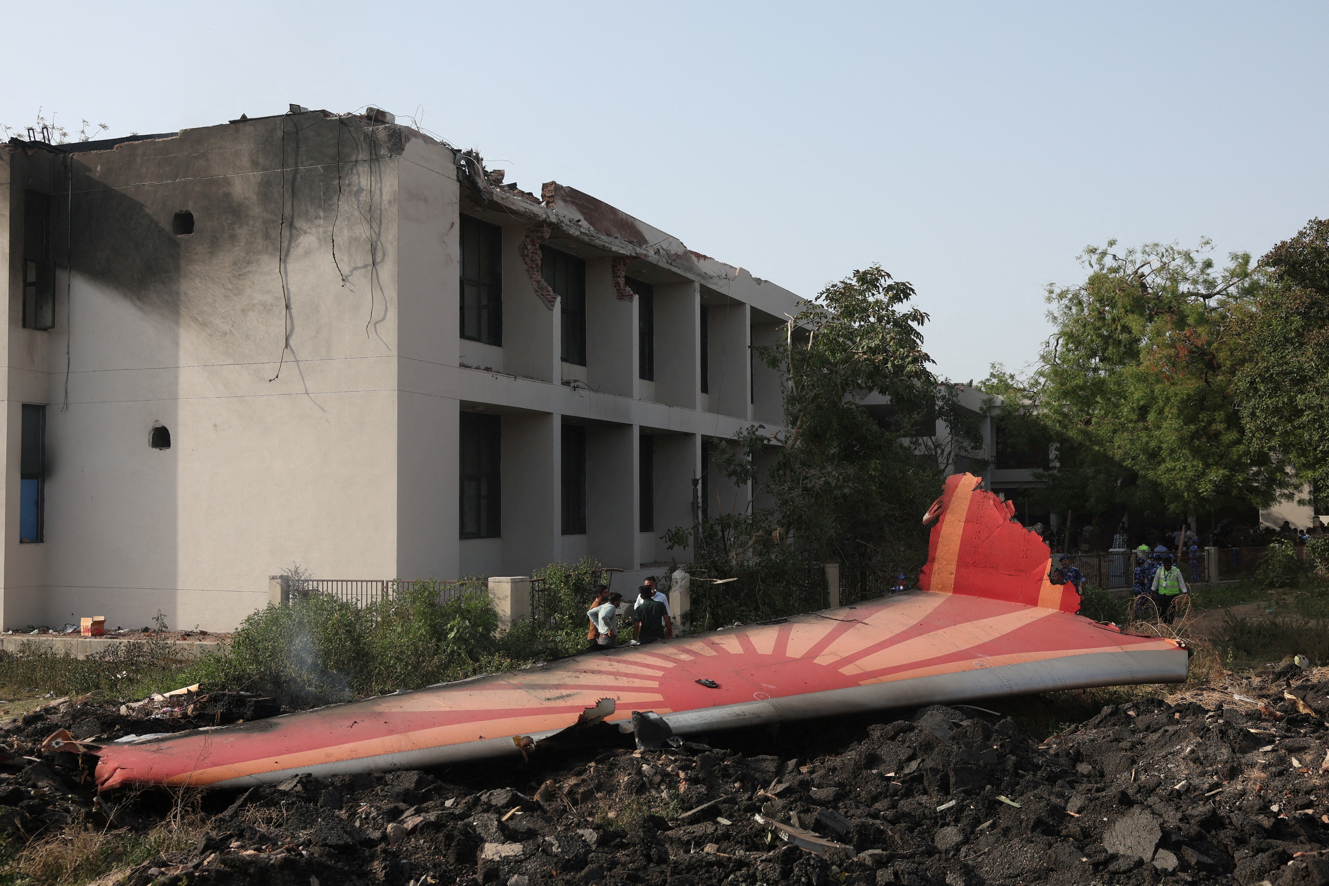 Wreckage of a Boeing 787 Dreamliner lies at the site where the Air India plane crashed in Ahmedabad, India, 12 June 2025