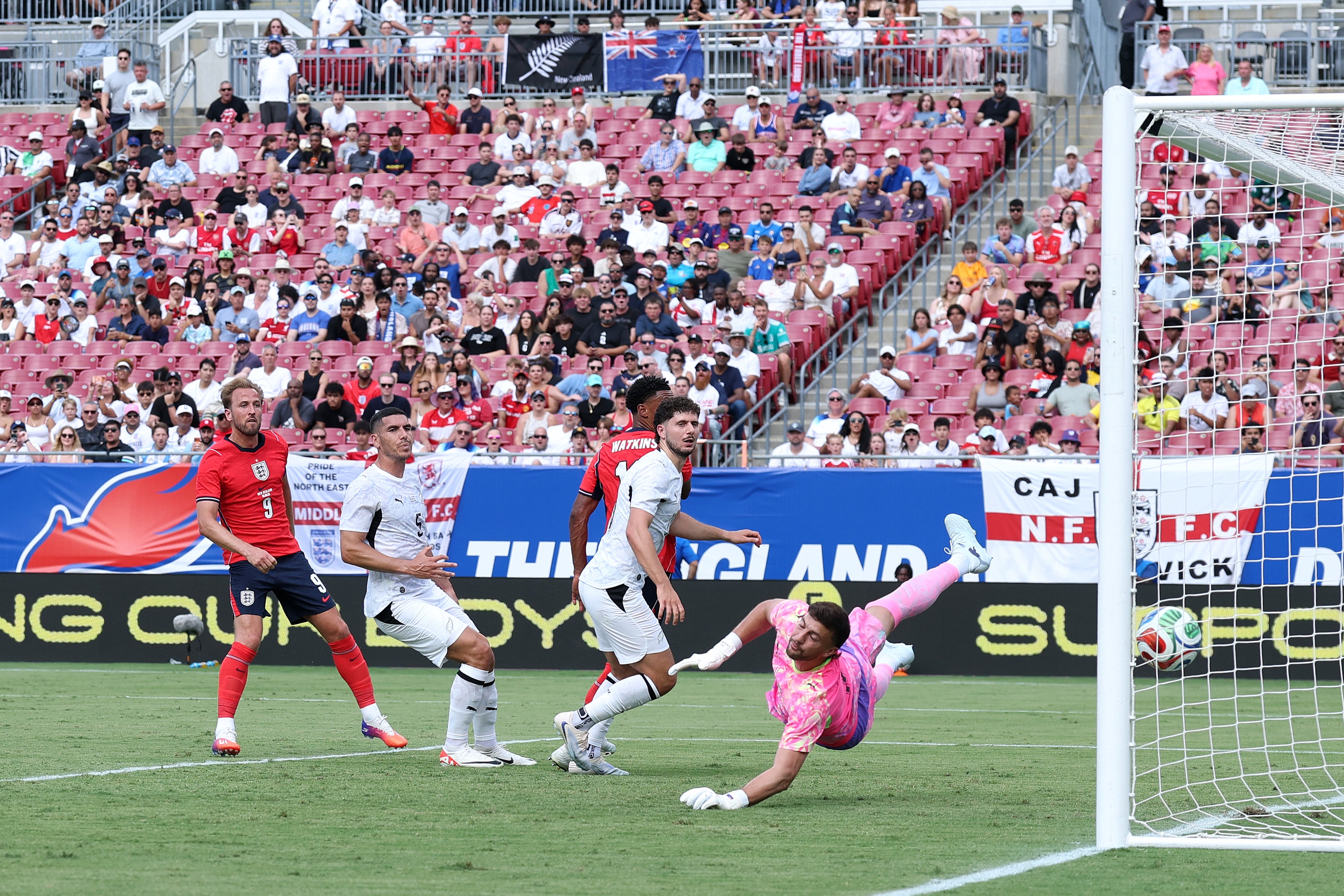 Harry Kane's glancing header sent England ahead of the All Whites during the first half