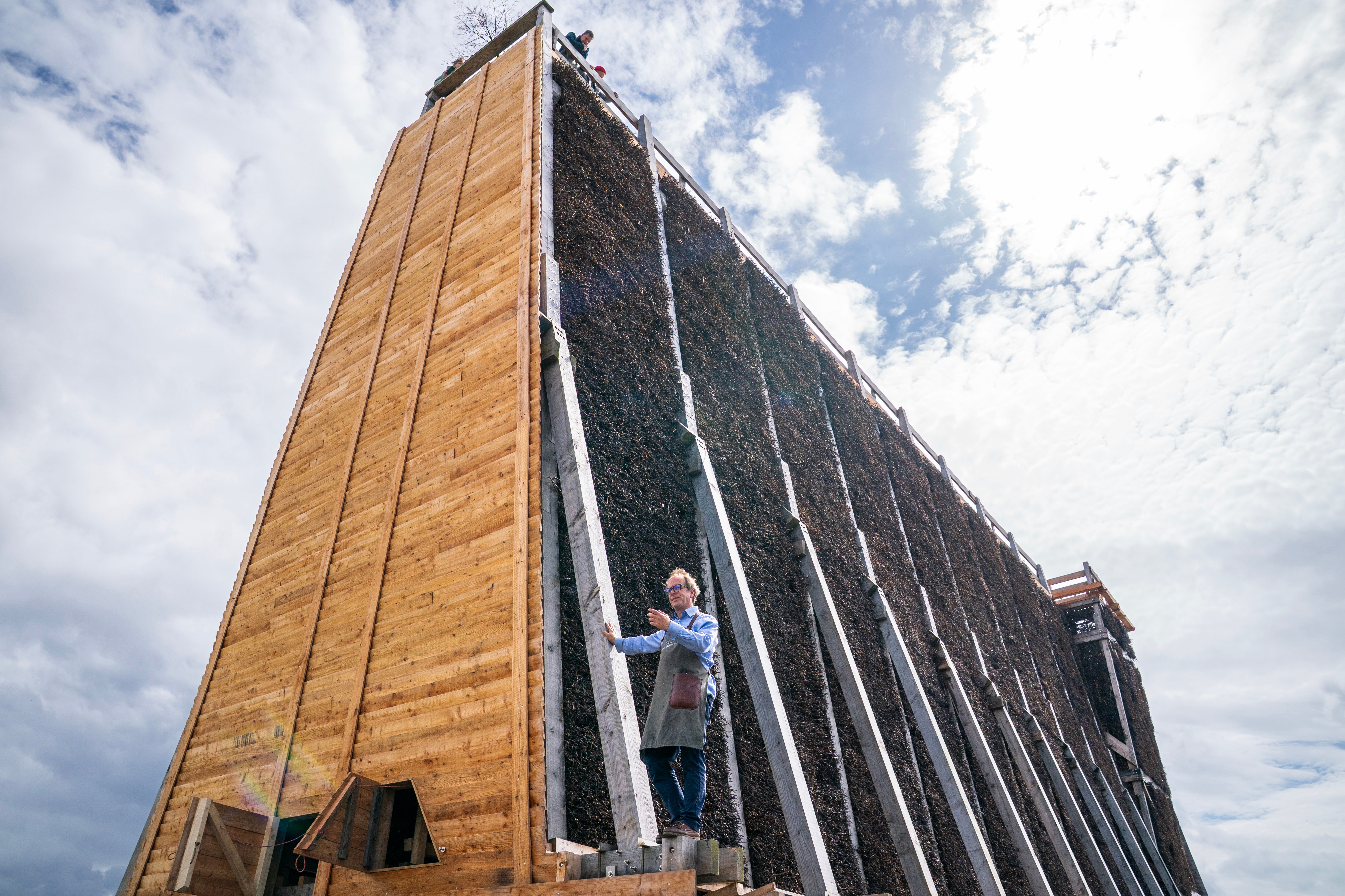 Master Salter and founder of Blackthorn Salt Gregorie Marshall alongside the new salt graduation tower on the coast at Ayr. Picture date: Friday June 5, 2026.