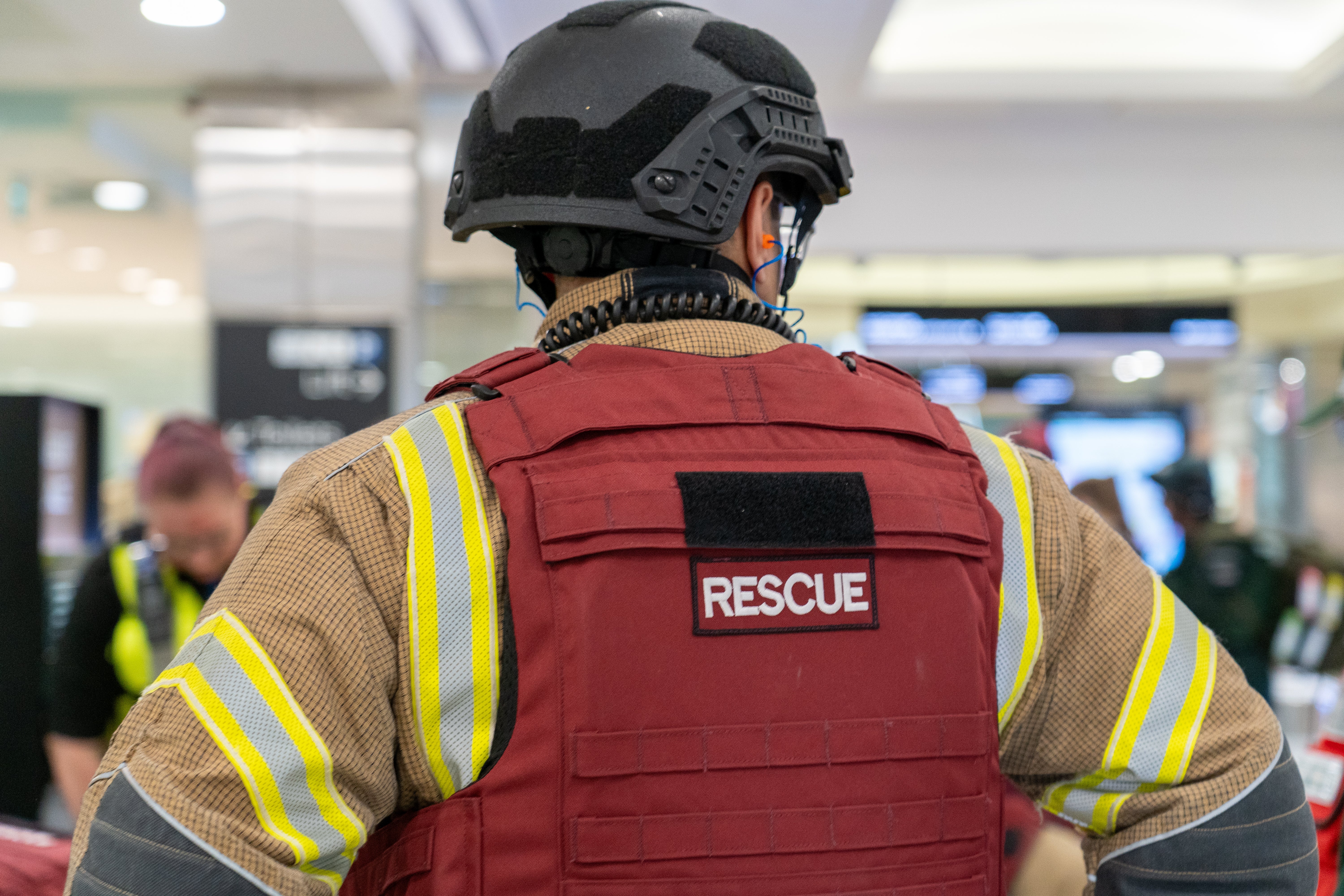 Emergency services at London's Canary Wharf for the largest training exercise in modern times to test emergency services' response to terrorist attacks