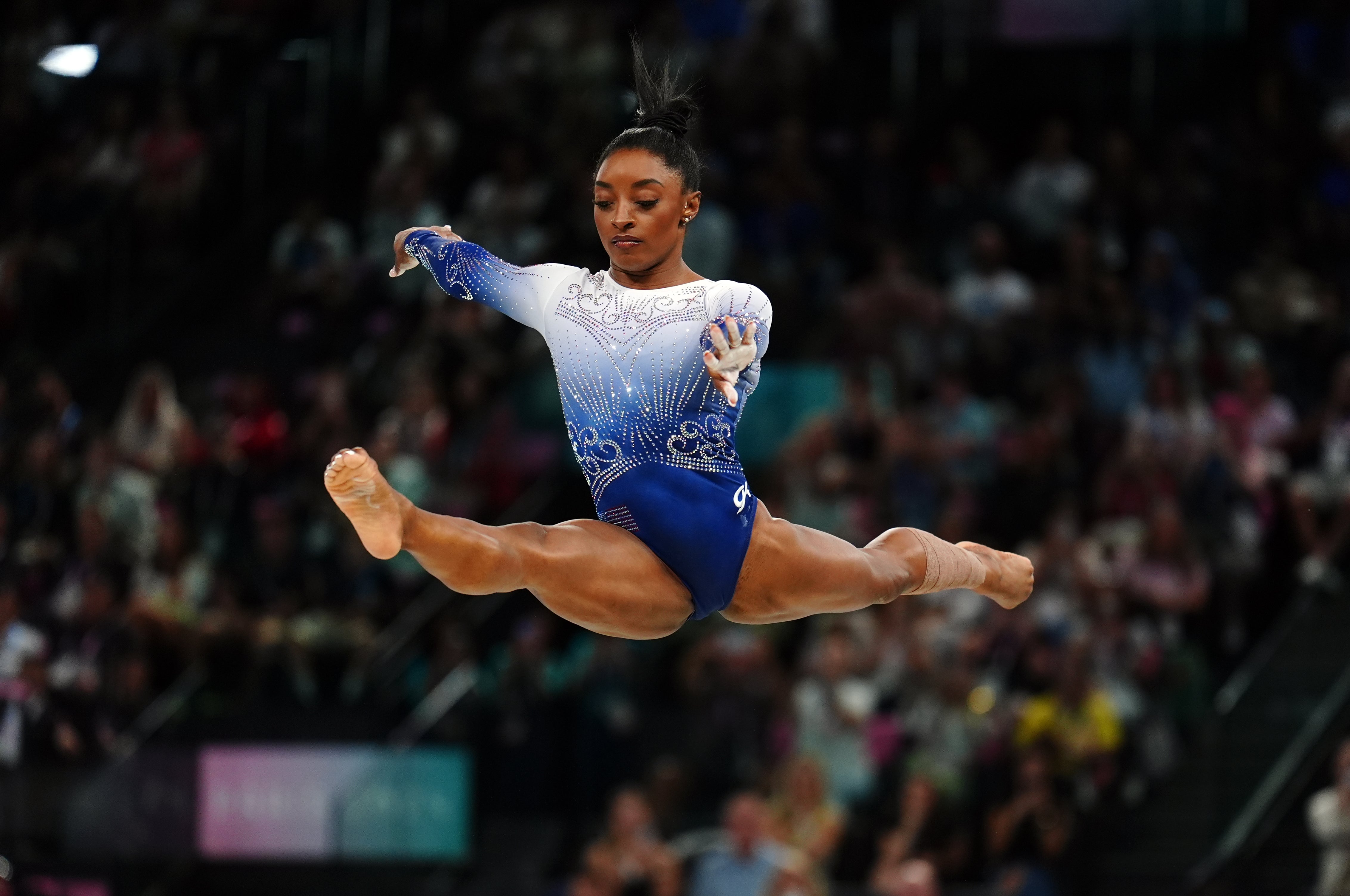 Simone Biles during the women’s balance beam in Paris two years ago (Mike Egerton/PA)