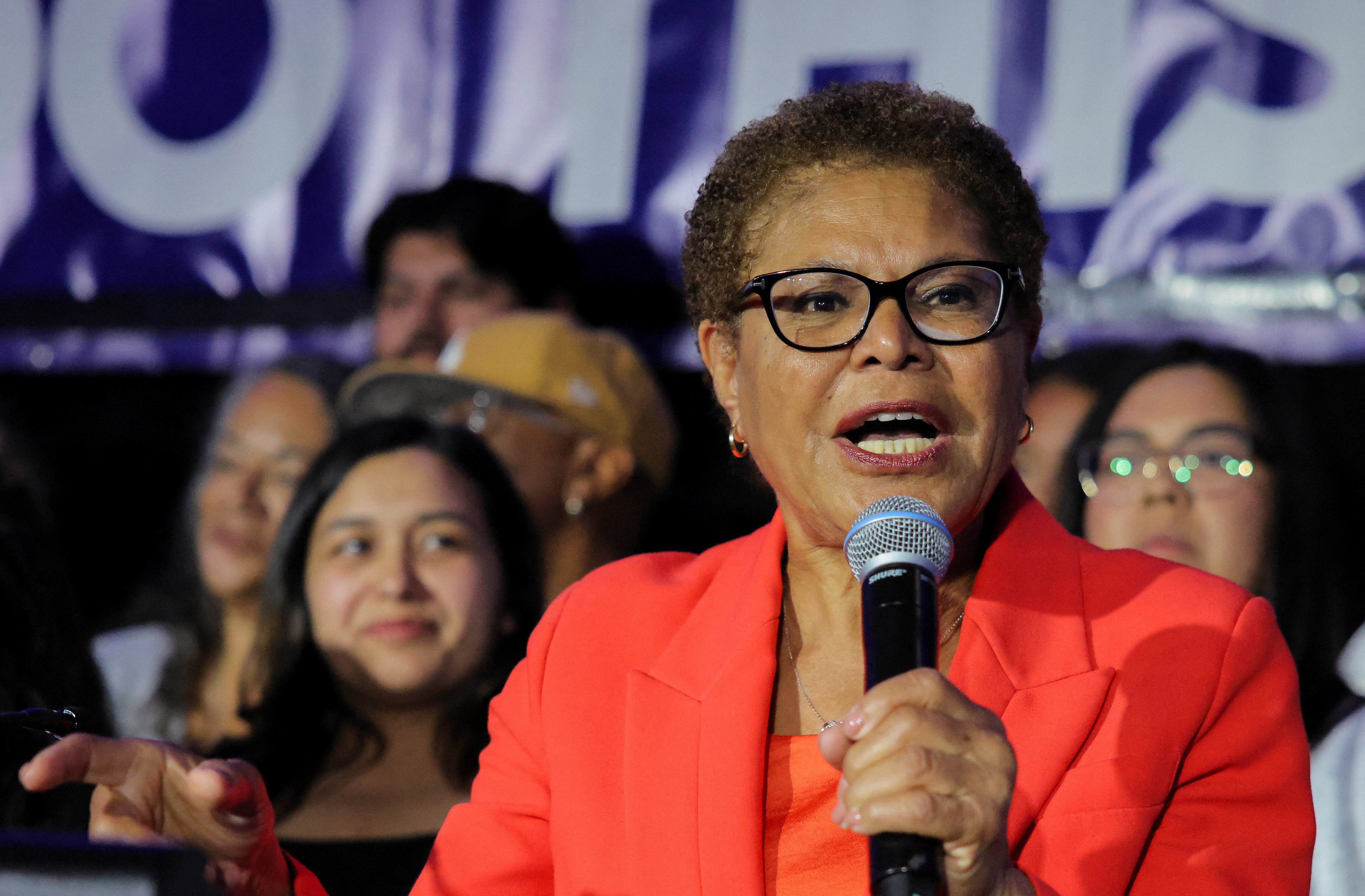 L.A. Mayor Karen Bass, seeking a second term, looks set to come out on top in the city’s primary as the vote counting continues, with fellow Democrat Nithya Raman currently in second place and set to join her in November’s run-off