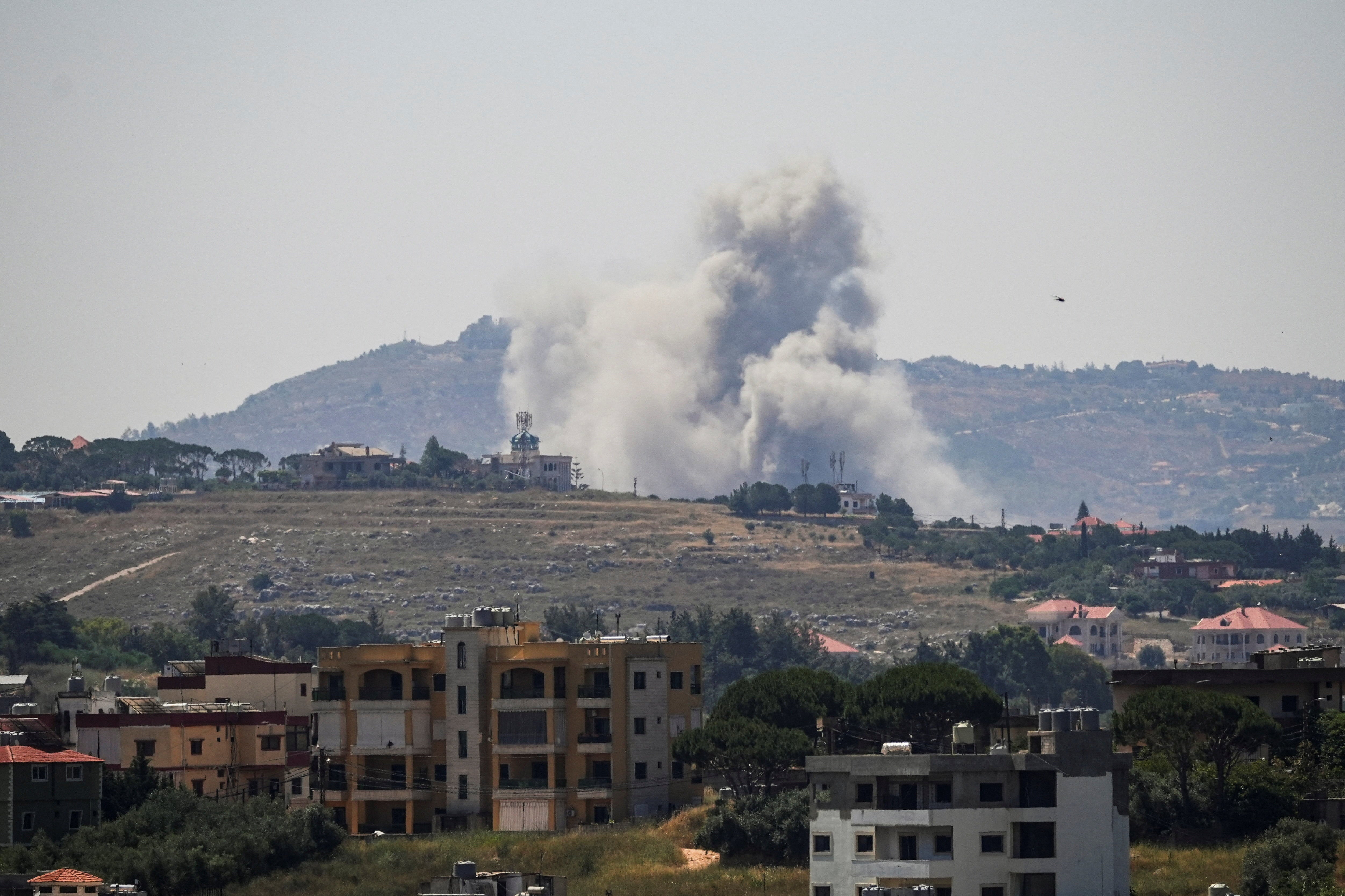 Smoke billows from southern Lebanon, following Israeli strikes, as seen from Nabatieh, Lebanon