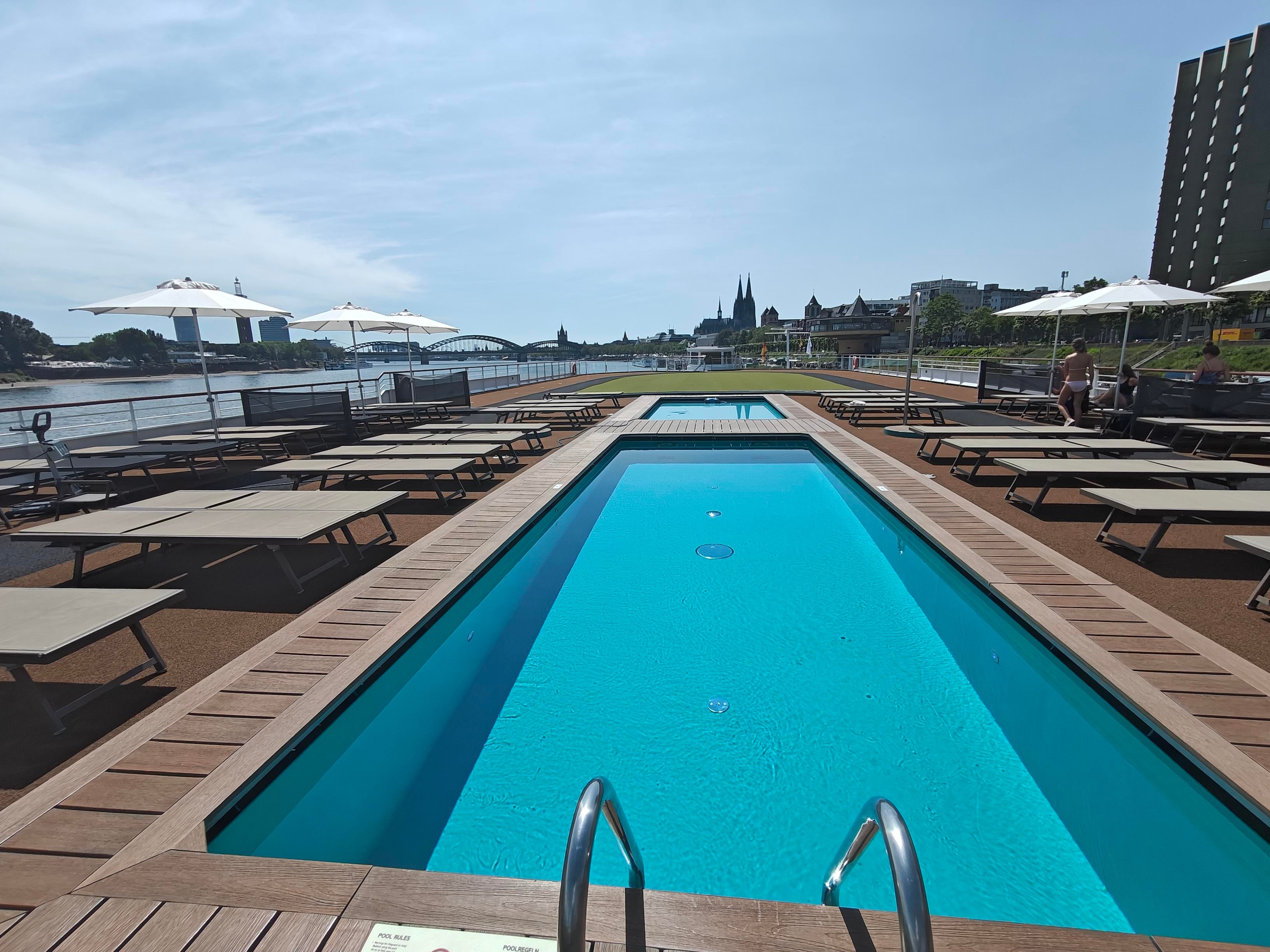 The A-Rosa Sena pool is pretty spacious for a river cruise ship