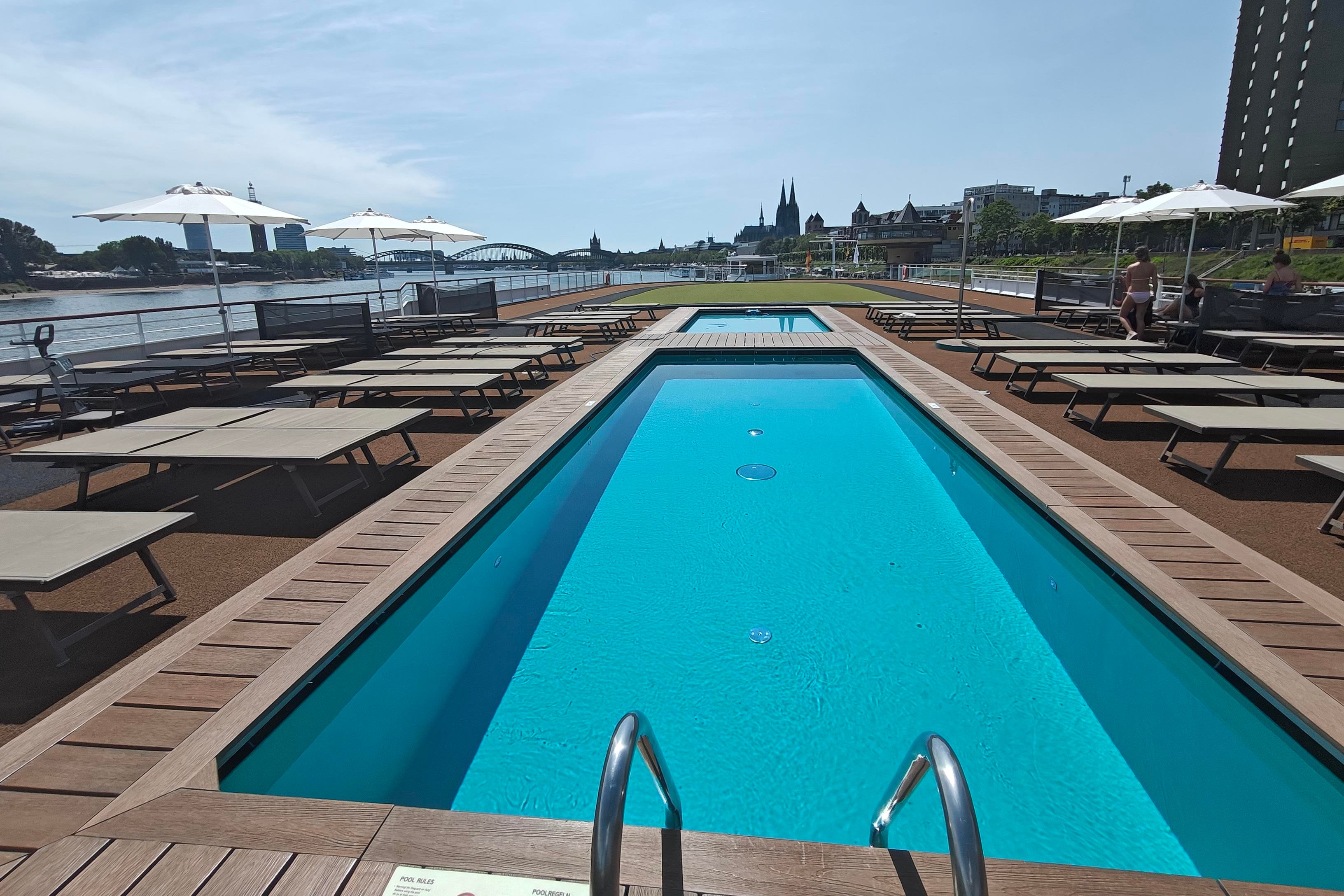The A-Rosa Sena pool is pretty spacious for a river cruise ship (Marc Shoffman)