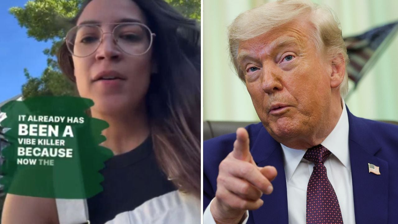 Rep. Alexandria Ocasio-Cortez trash-talked Trump for raining on Knicks fans’ parade by attending Game 3 of the NBA Finals at MSG (AOC/Getty)