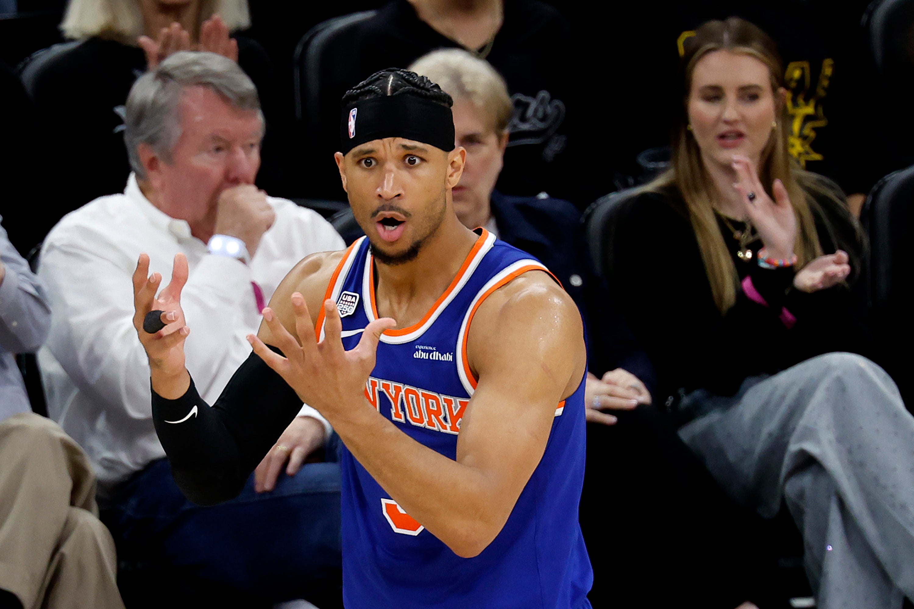 Knicks player Josh Hart, seen here during Game 2 of the NBA Finals, said he wishes the ticket prices for tonight's match 'weren't as crazy as they are'