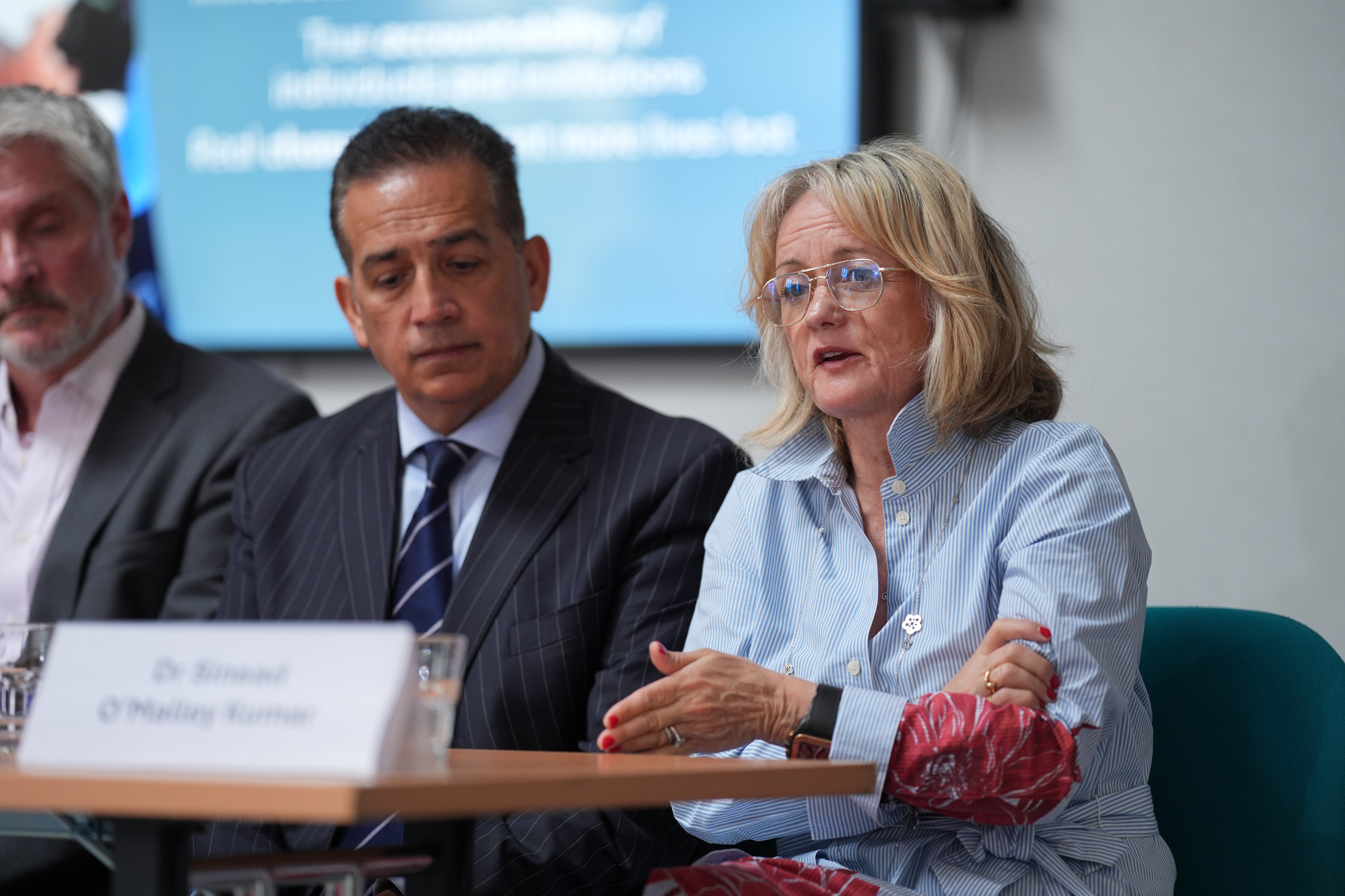 Dr Sinead O'Malley Kumar speaking during a press conference with the families of the Nottingham attack victims