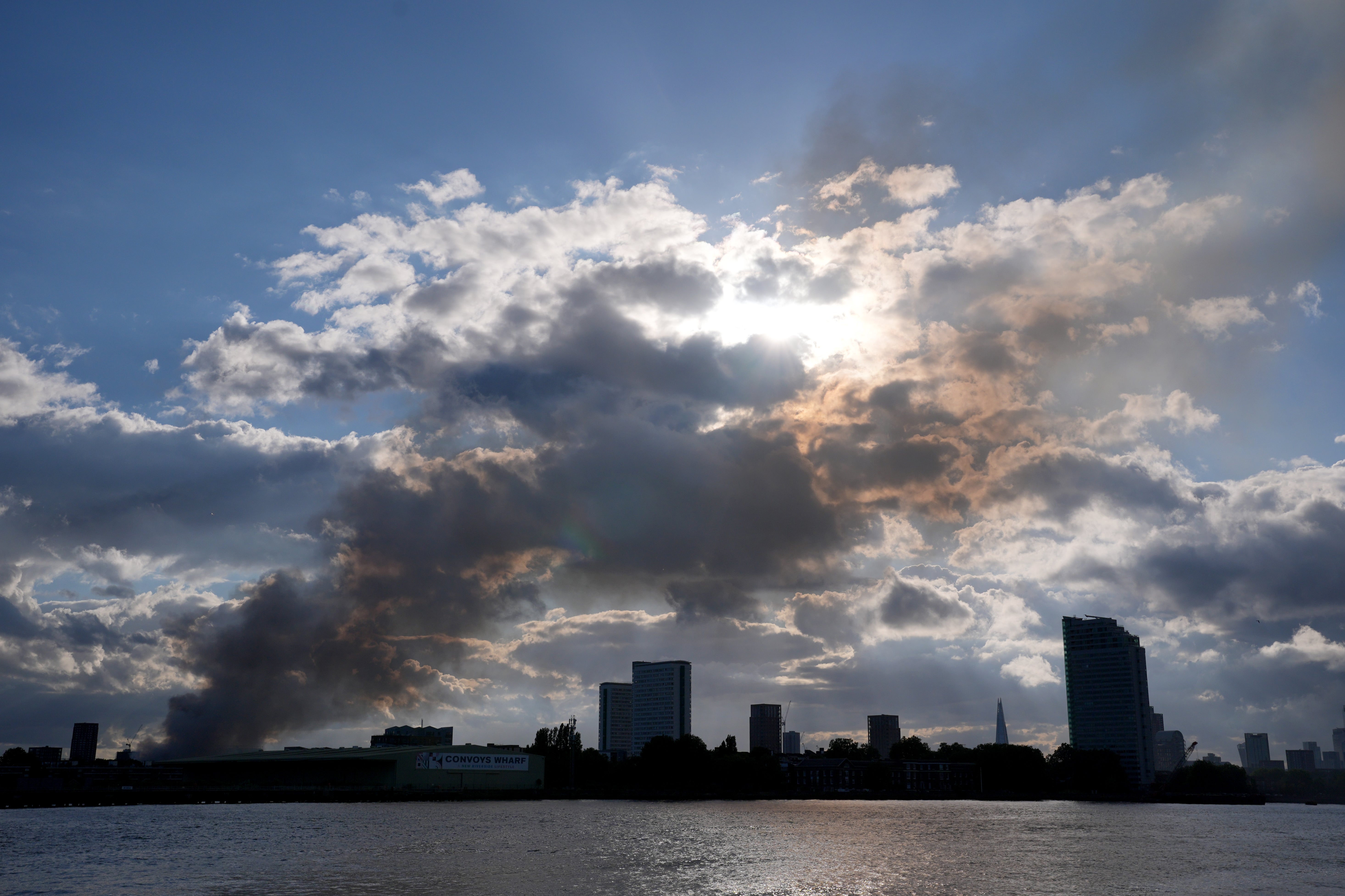 Smoke could be seen billowing across the sky (PA)