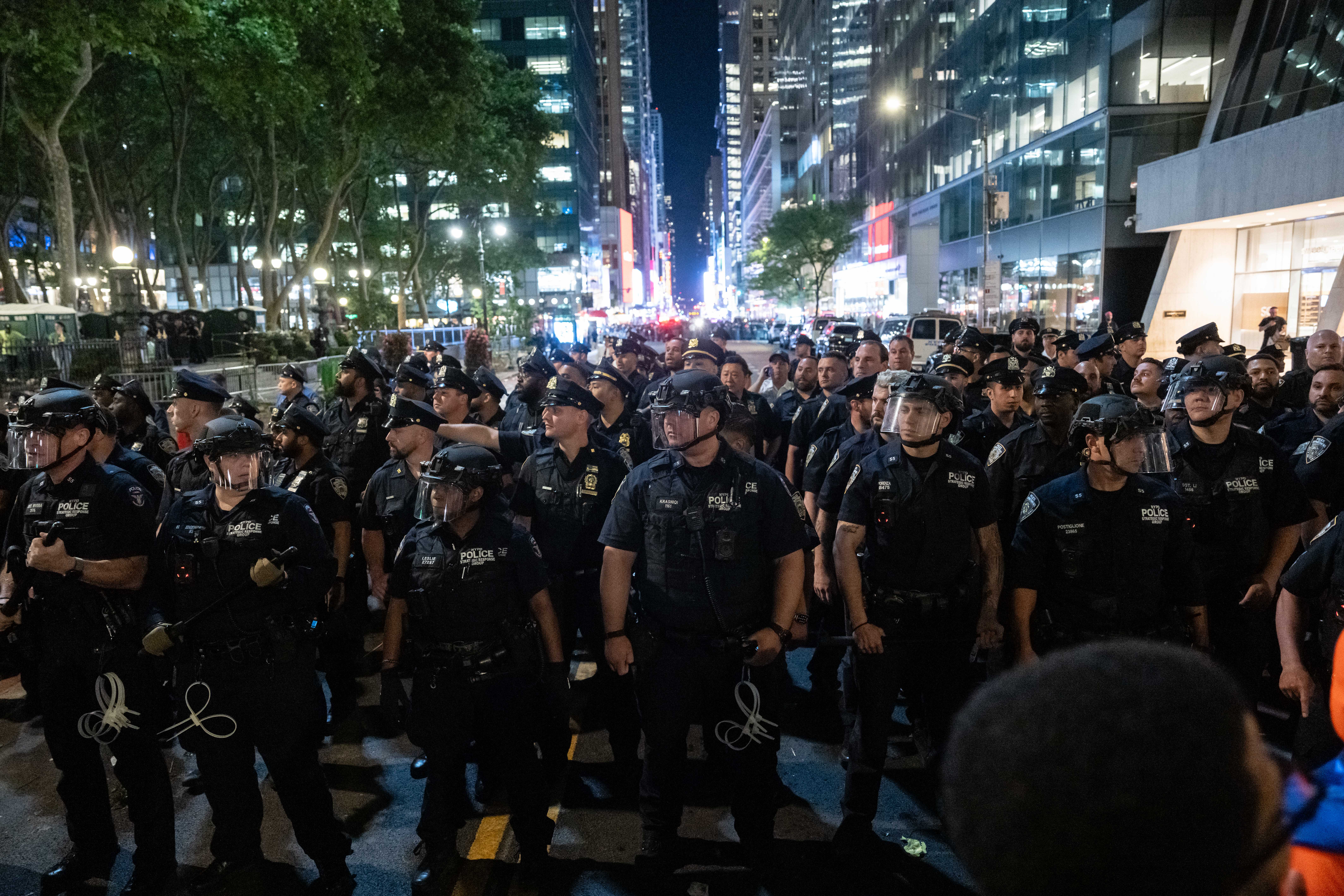 There was a huge police presence as officers tried to disperse the crowds (Getty)