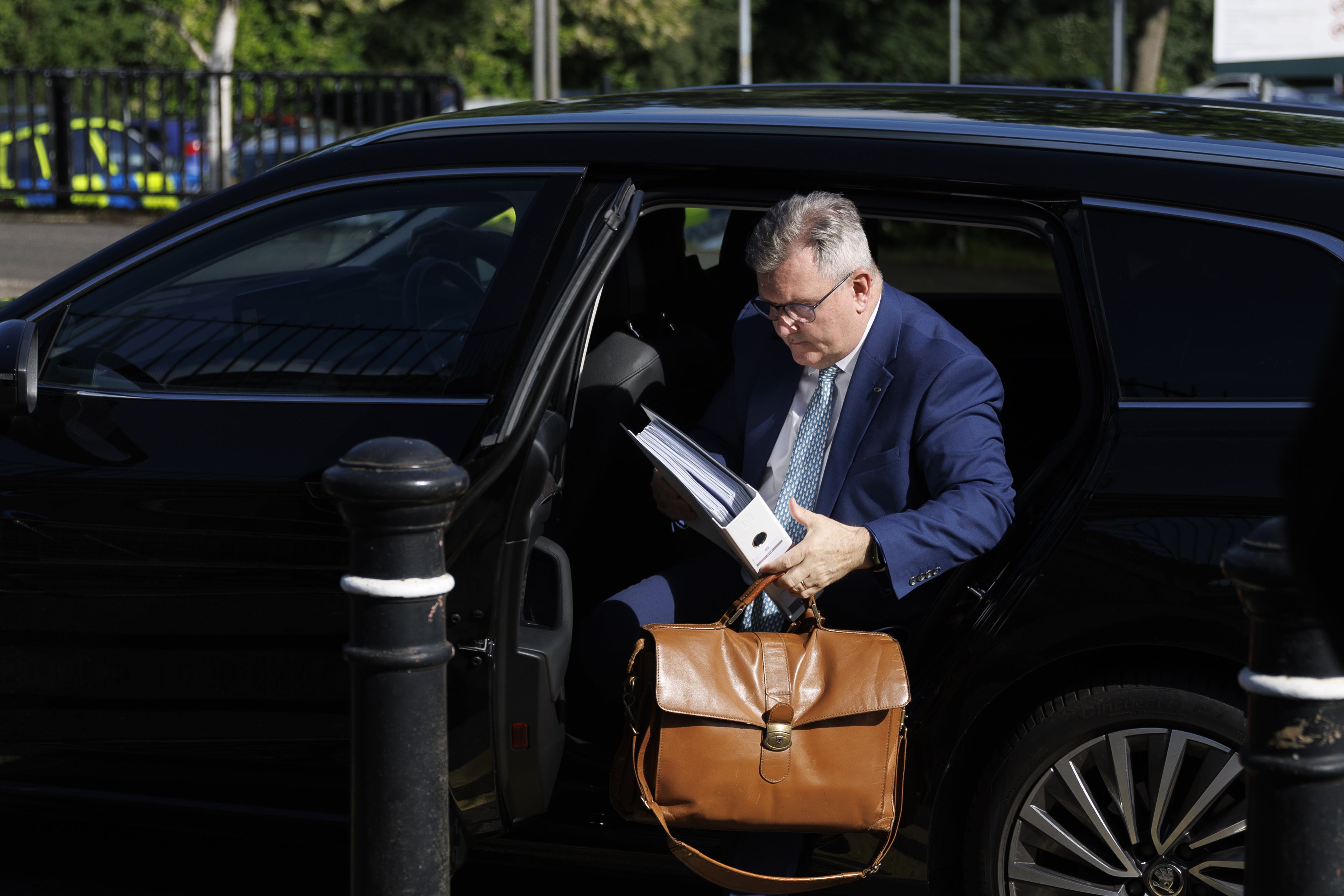 Sir Jeffrey Donaldson arriving at Newry Crown Court (Liam McBurney/PA) (PA Wire)
