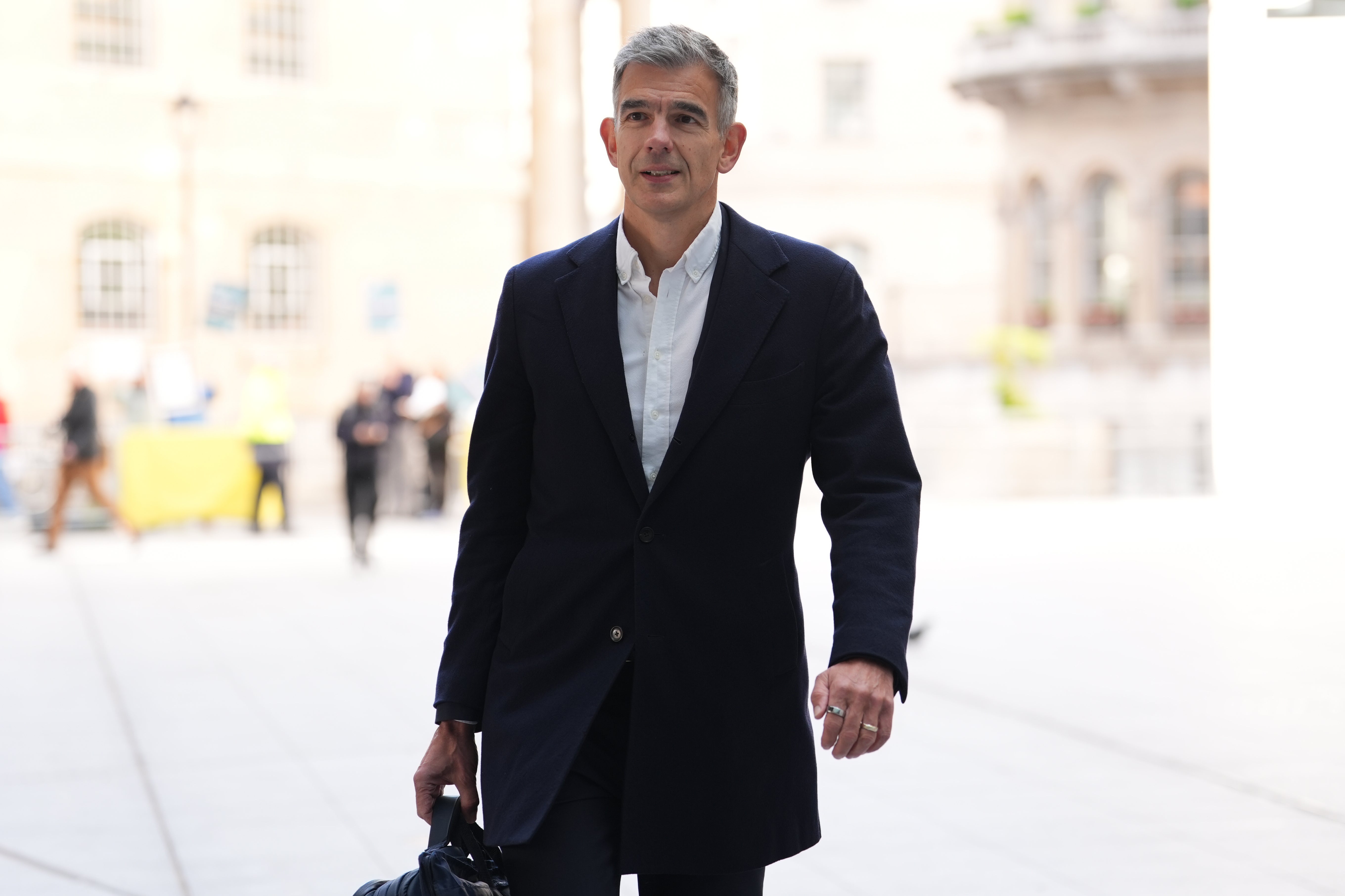 Matt Brittin, the new BBC director-general, arriving for his first day of work at BBC Broadcasting House in London (Lucy North/PA) (PA Wire)