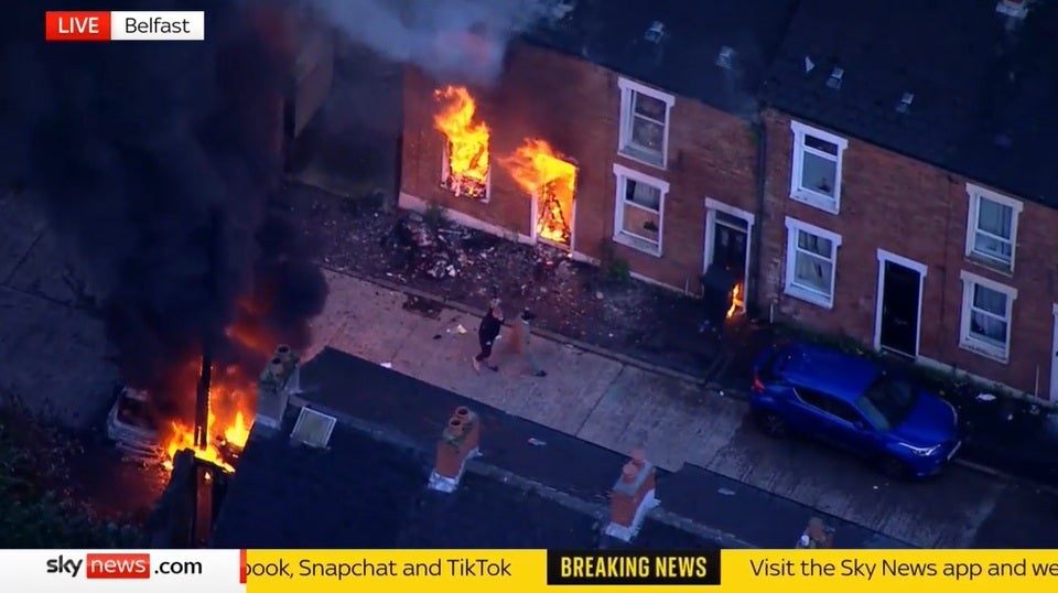 Homes ablaze in Belfast on Tuesday evening