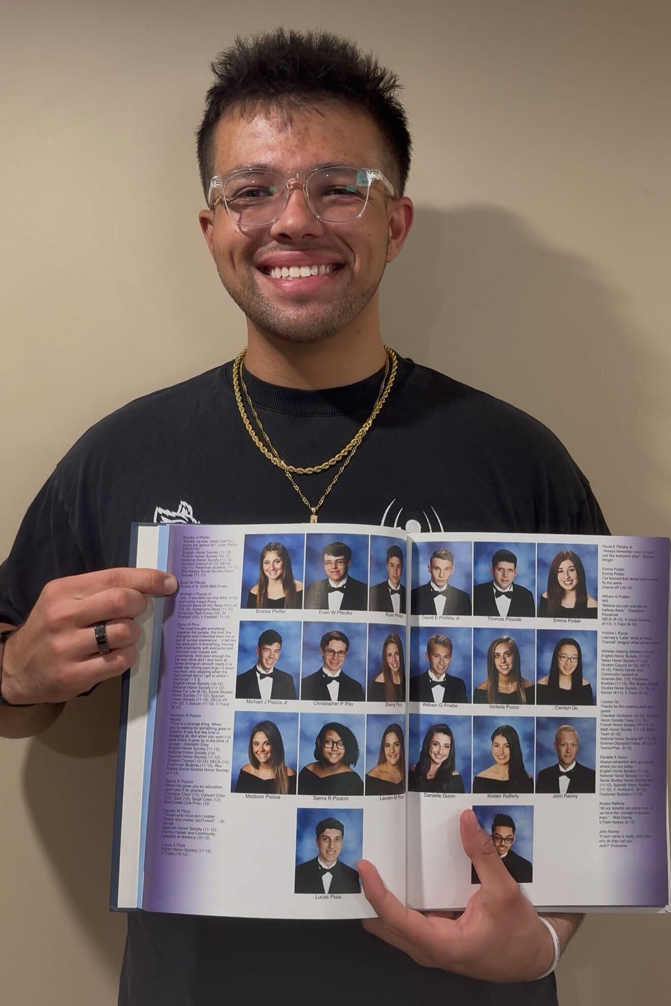 Pfeufer, pointing to his senior quote in his high school yearbook, which reads: ‘Knicks in 6. 2026 NBA Finals’