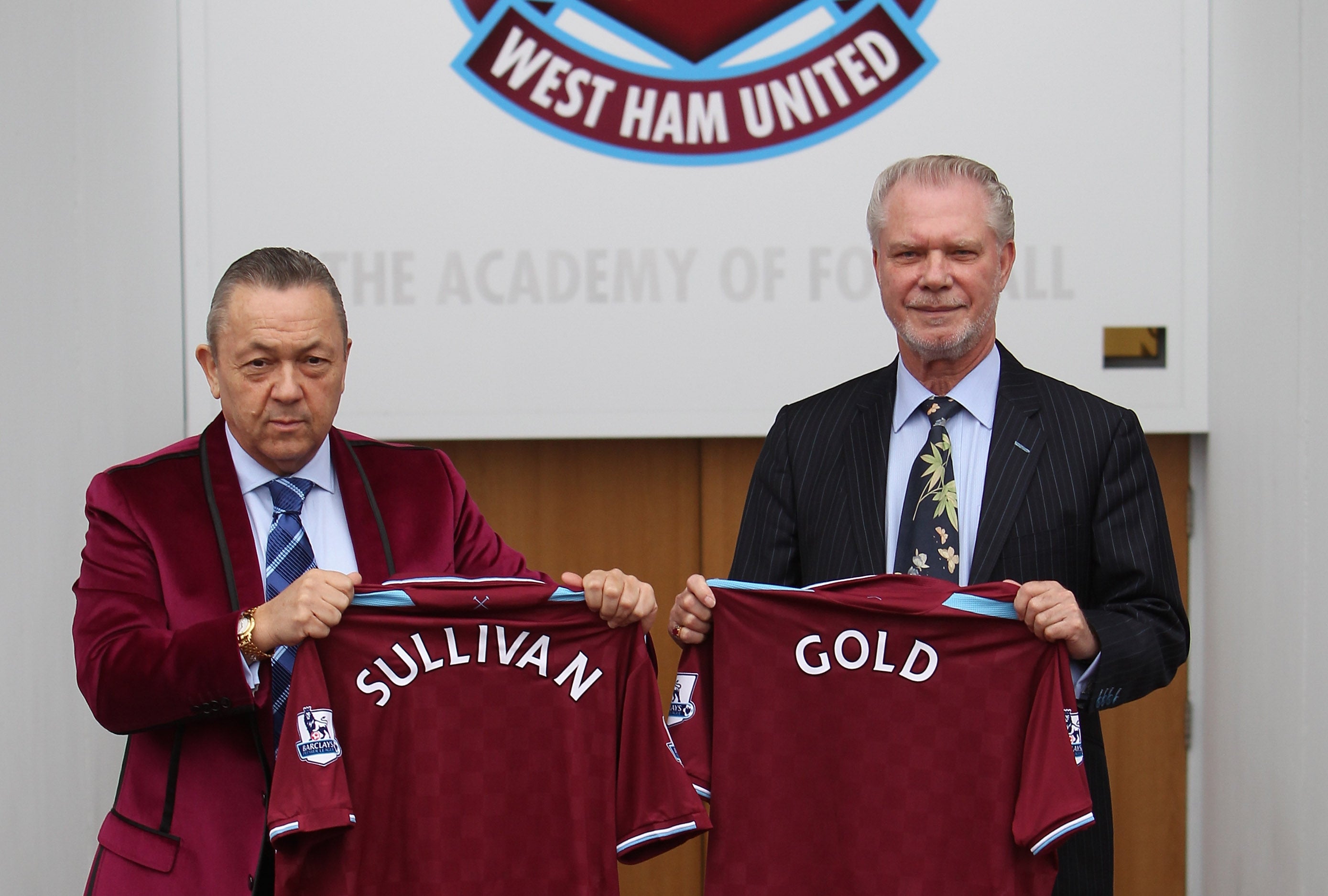 David Sullivan, left, and David Gold are announced as new joint chairs of West Ham United in 2010