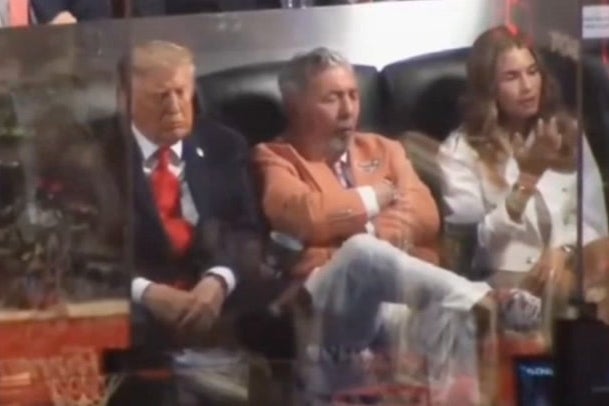 Trump allegedly caught sleeping during Game 3 of the 2026 NBA Finals in New York City. (Social media)