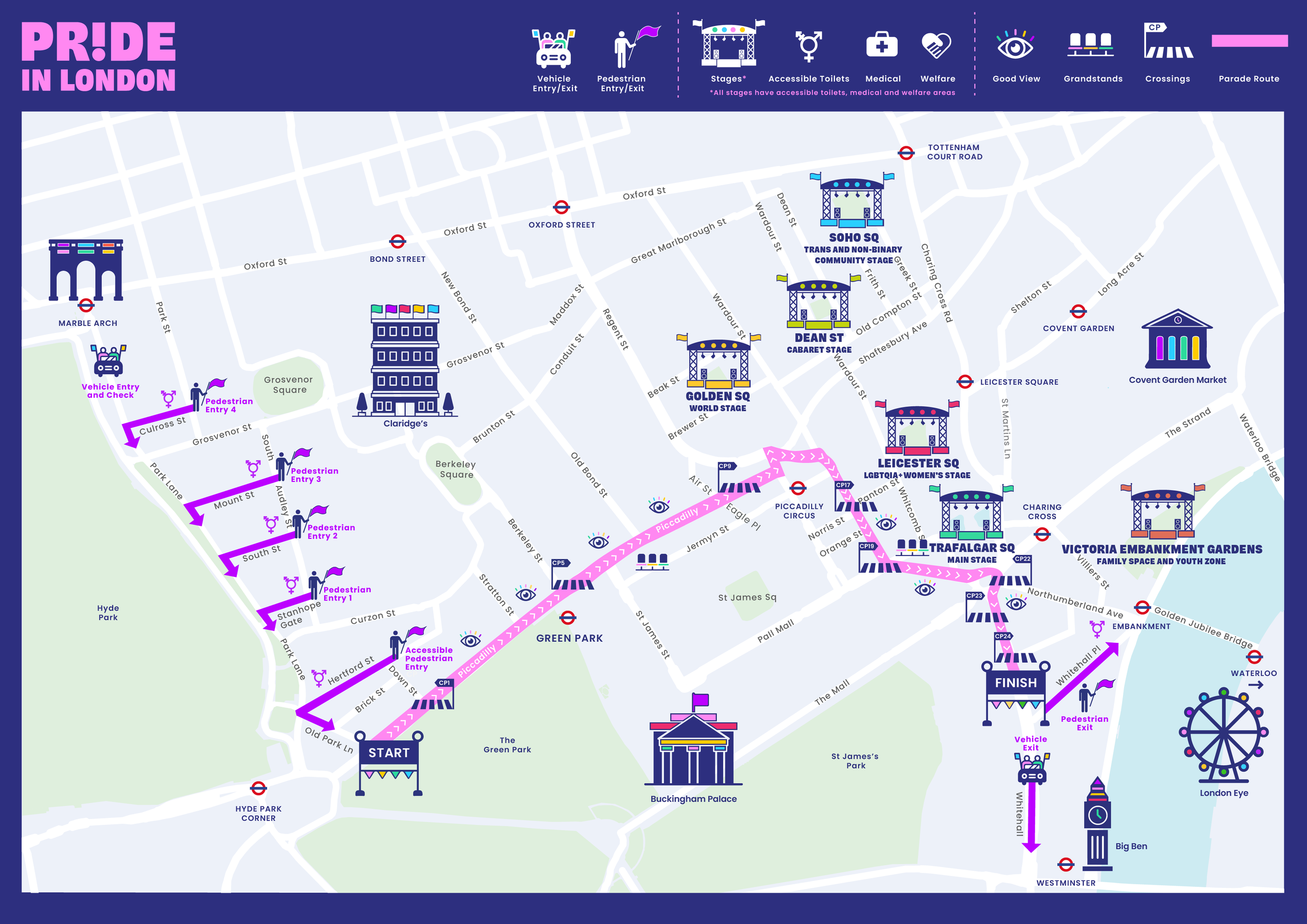 The Pride in London parade route