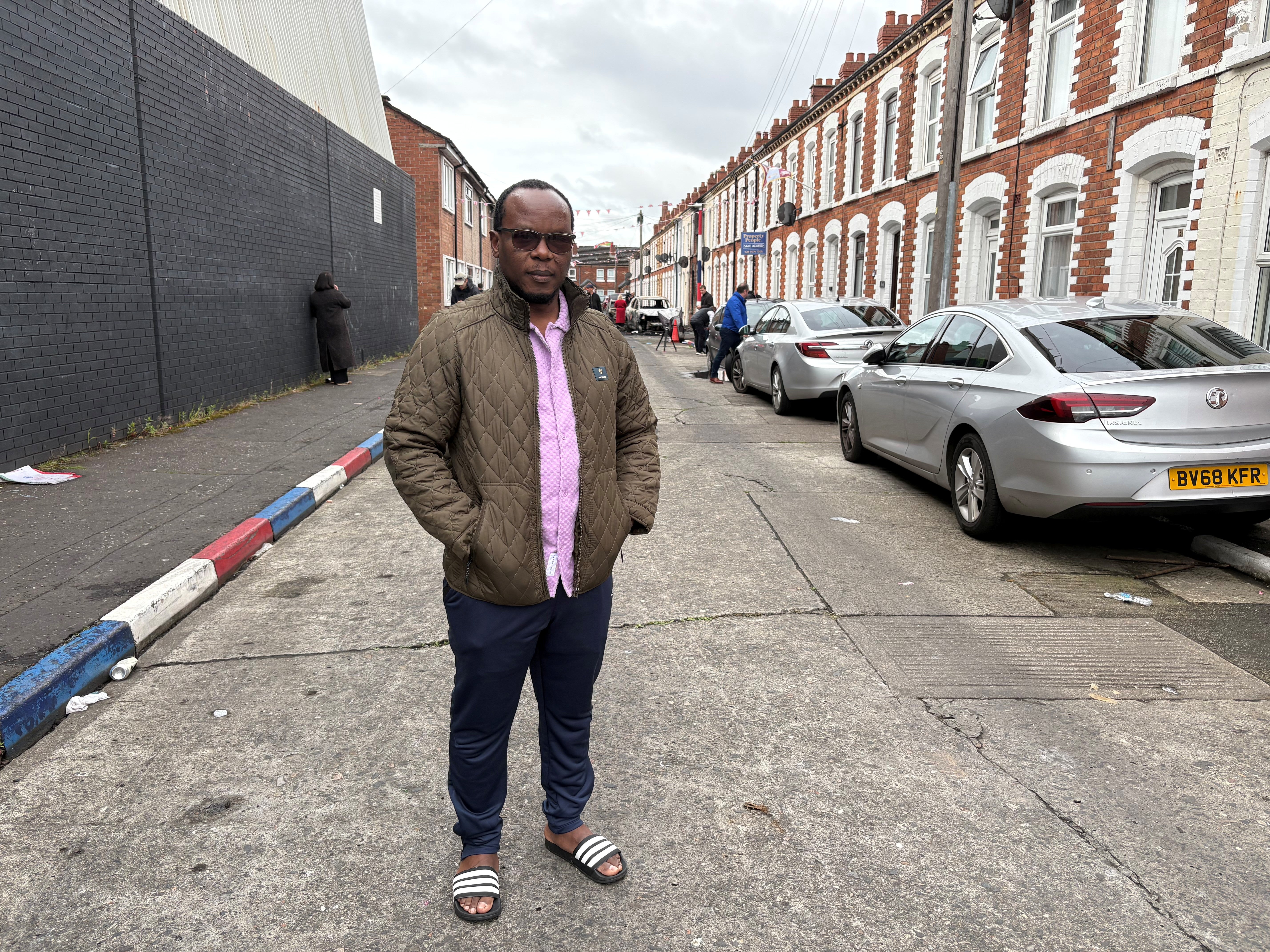 Anselme Shima, who lives close to Lendrick Street in east Belfast, said his three children were ‘very scared’ after violence erupted on Tuesday night (PA) (PA Wire)