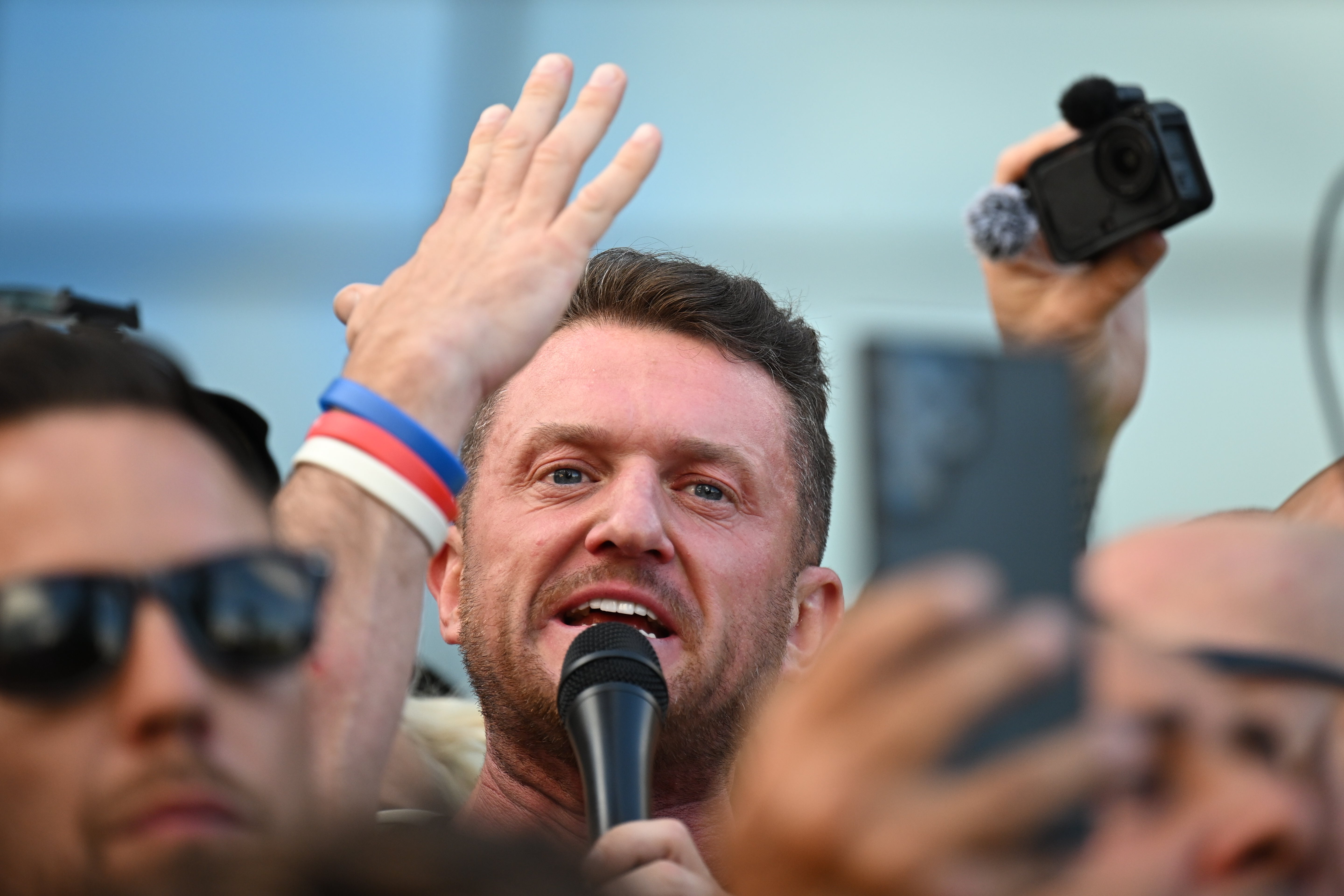 British far-right activist Tommy Robinson’s posts garnered more than 2,500 responses calling for violence against immigrants (Getty)