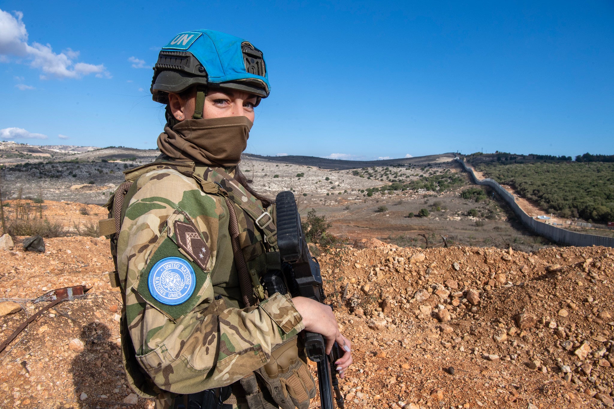 A Hungarian peacekeeper scans along the Blue Line separating Lebanon and Israel, November 2025.