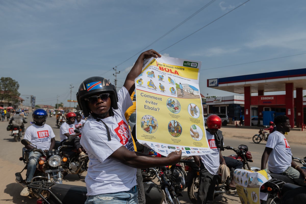 Motorcycle taxi drivers in Congo rally for Ebola a