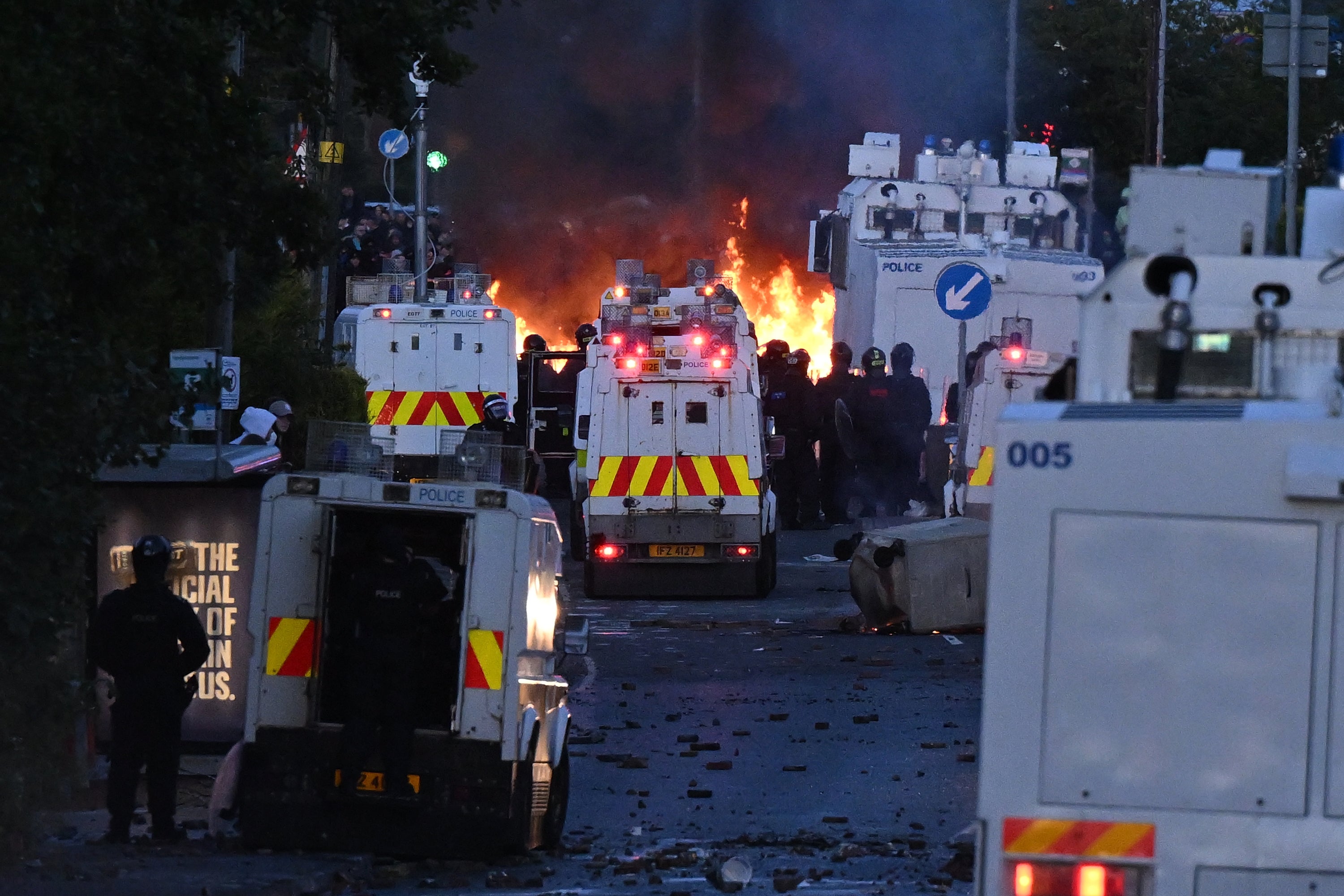 There were protests in Belfast before the planned demonstration in Liverpool (Getty)