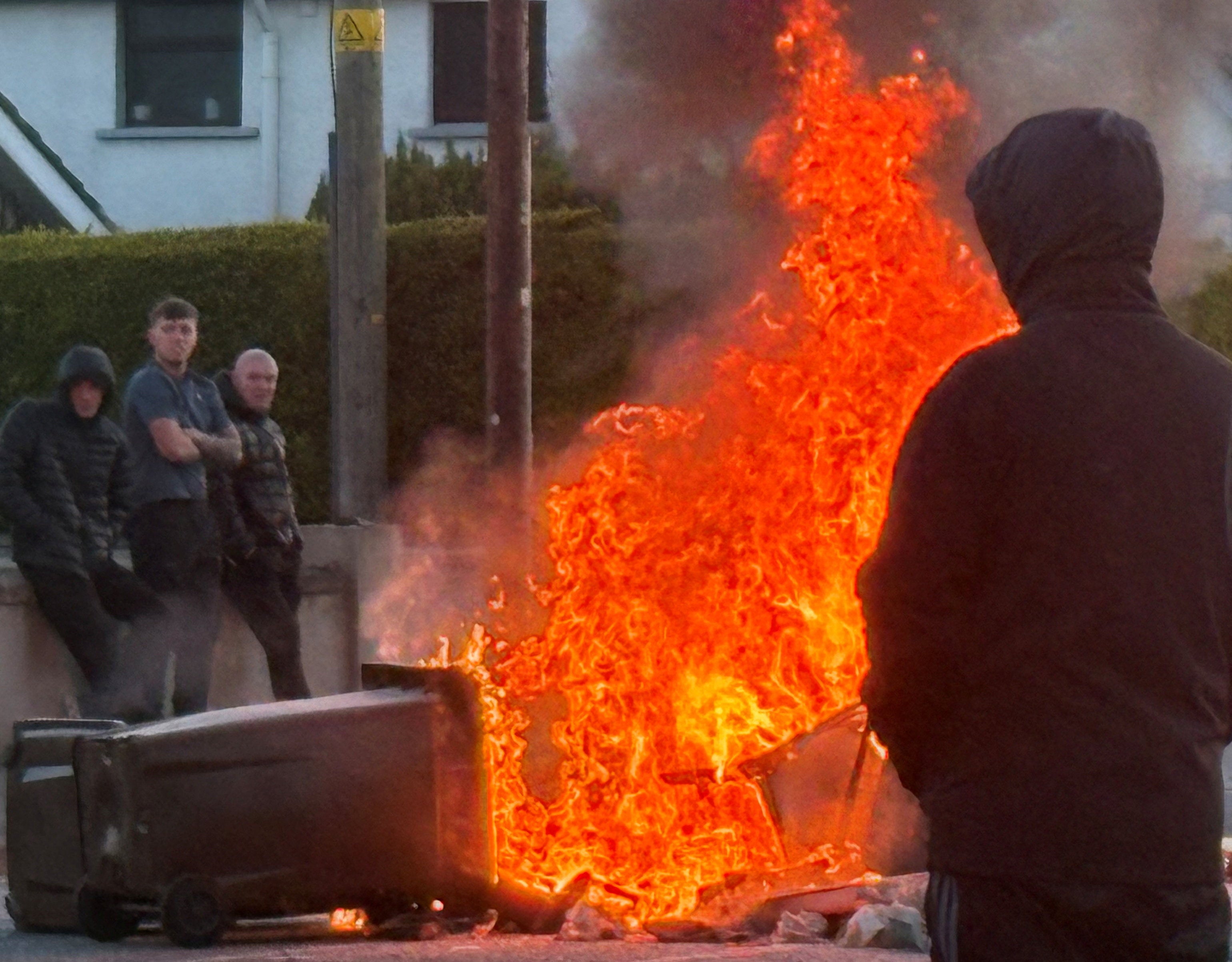 Bins were set on fire in Antrim Road