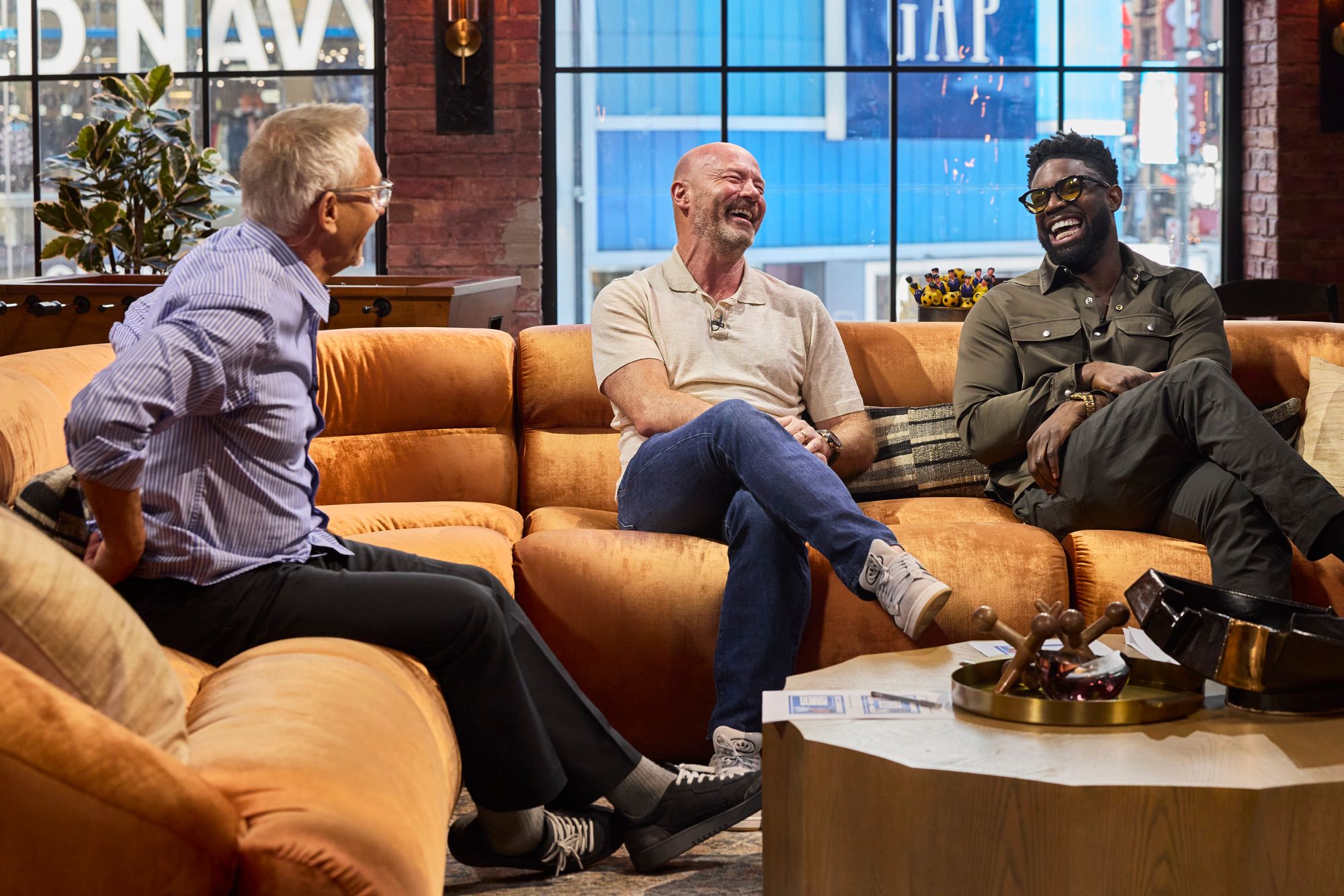 Lineker on set with Alan Shearer and Micah Richards