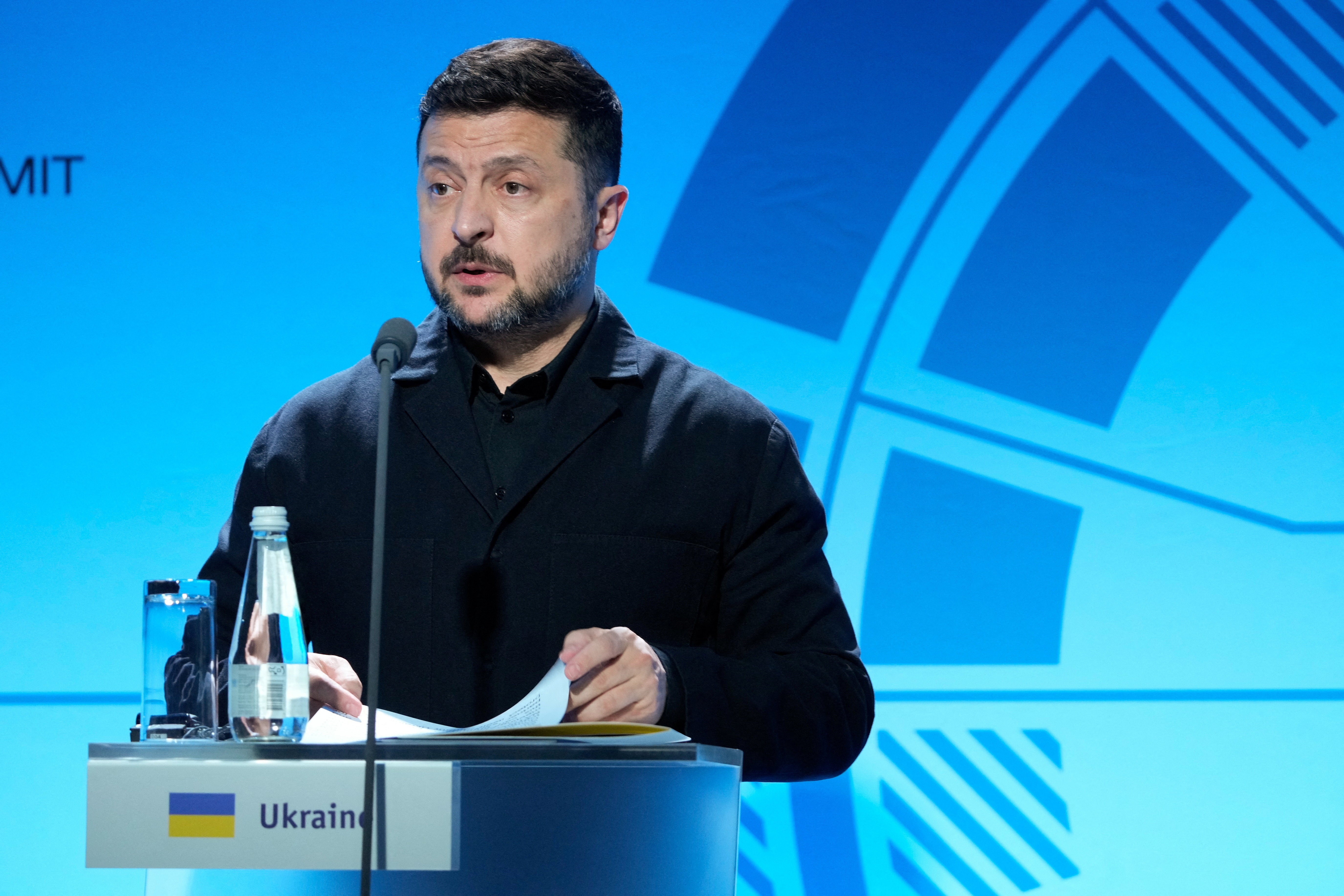 Ukraine's President Volodymyr Zelenskiy attends a press conference during the Nordic-Baltic cooperation (NB8) (Reuters)