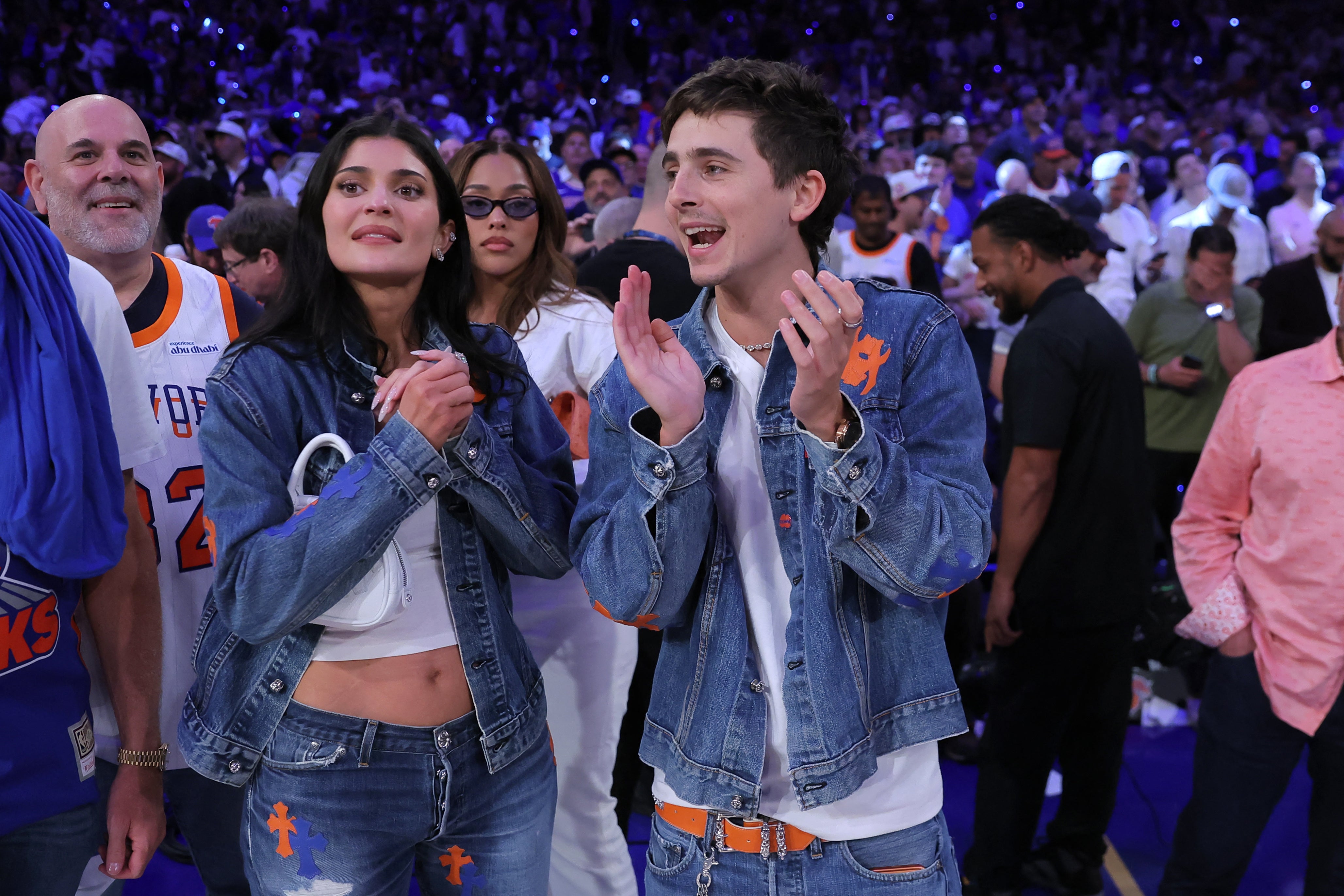 Kylie Jenner and Timothee Chalamet celebrate the Knicks win
