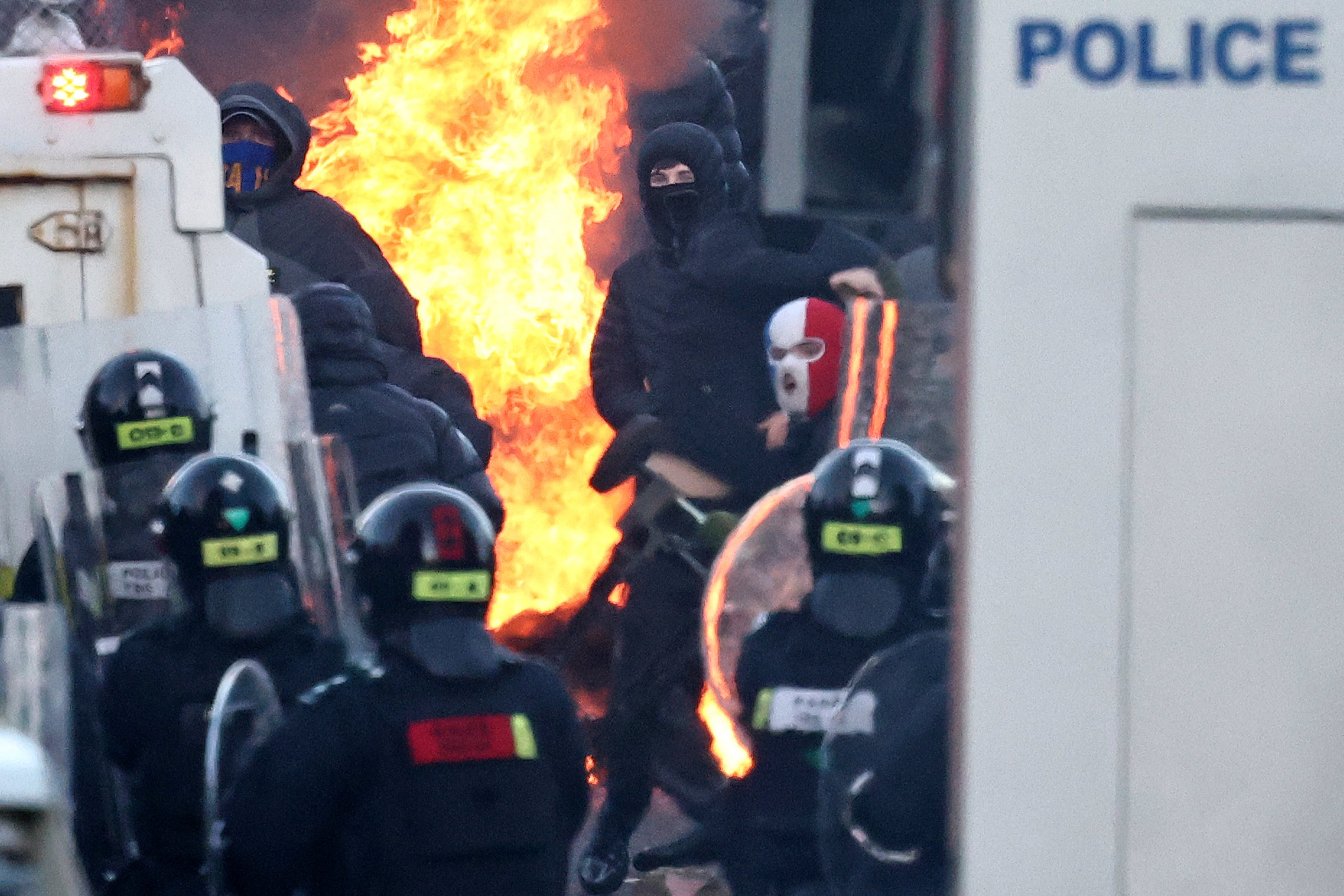 More scenes of of unrest gripped Northern Ireland overnight (AFP/Getty)