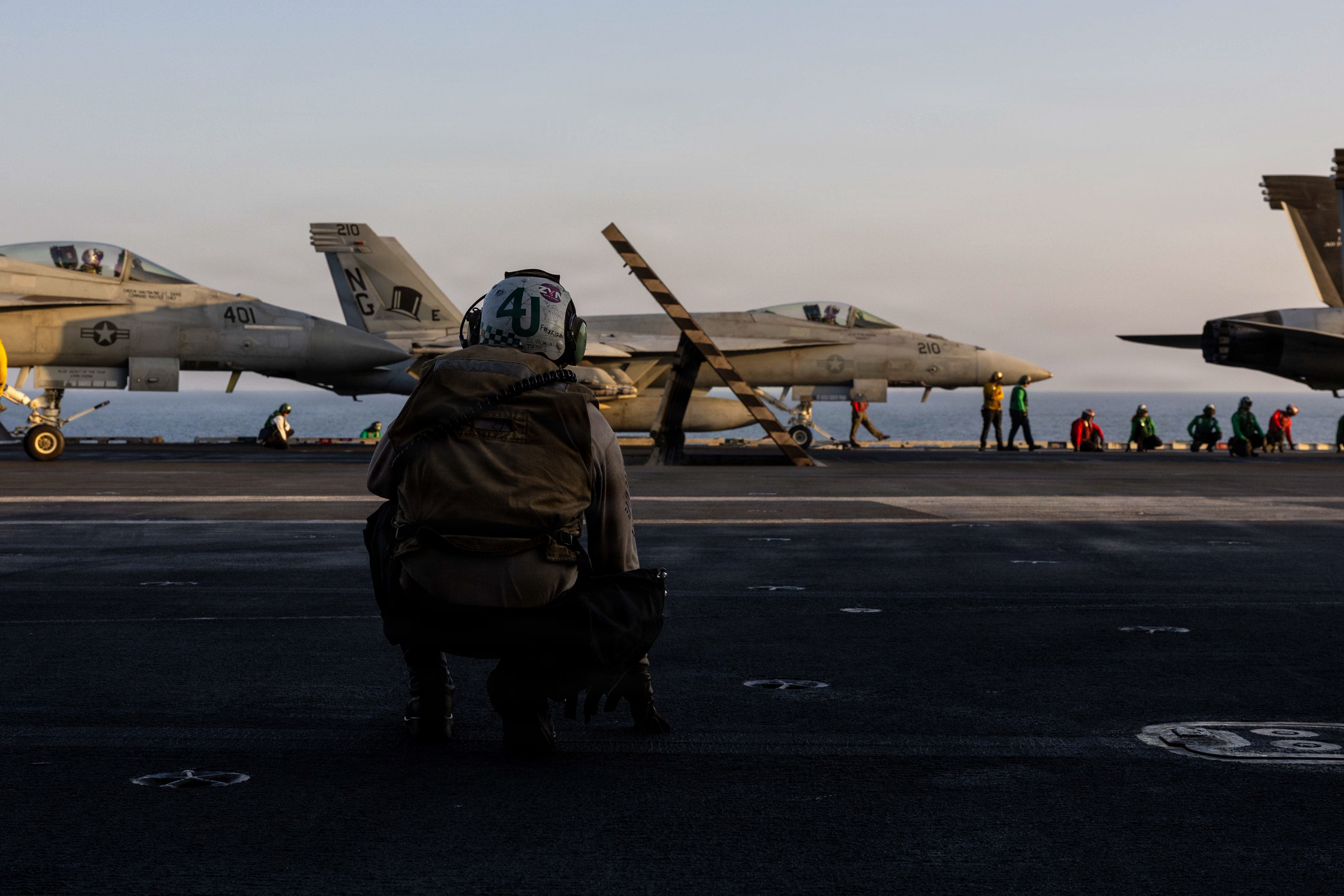 The flight deck of Nimitz-class aircraft carrier USS Abraham Lincoln. Navy veteran Brett Snow, whose son is serving on the Lincoln, says an aircraft carrier is ‘an environment that’s ripe for accidents’