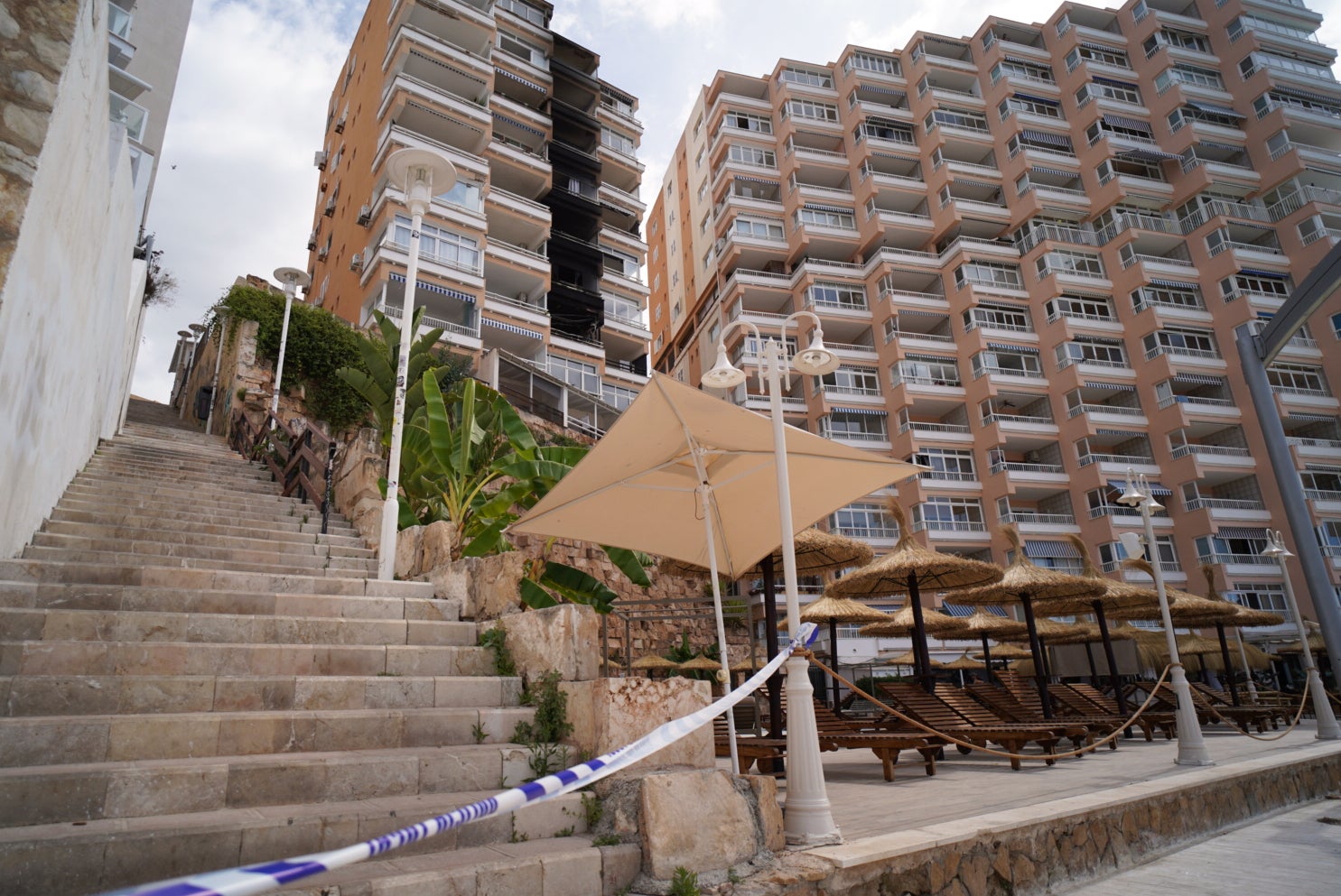 A view of a burnt-out apartment following a fire in the resort town of Magaluf, a tourist area on the Spanish island of Mallorca