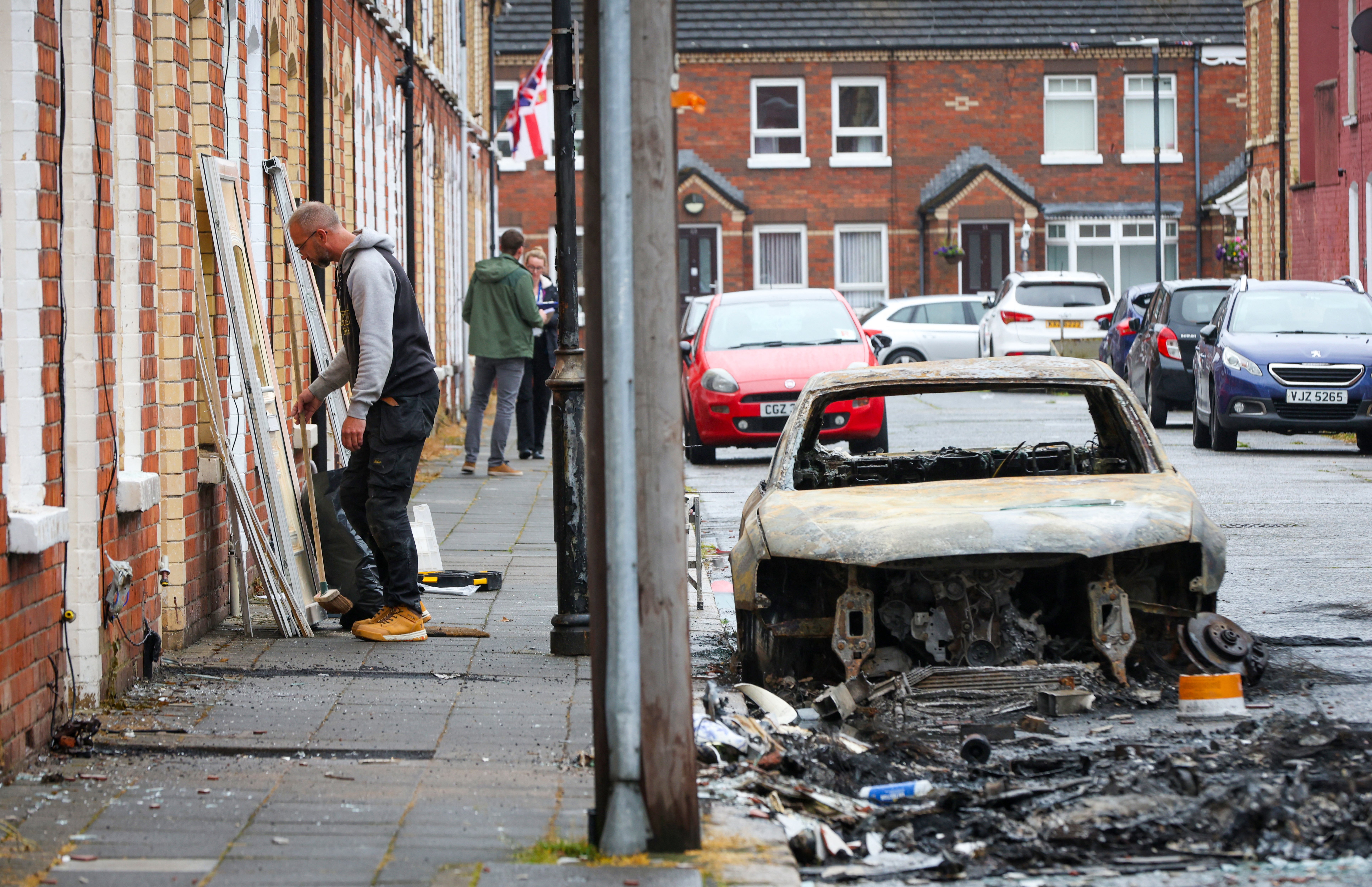 Destruction in Belfast following another night of unrest (AFP/Getty)