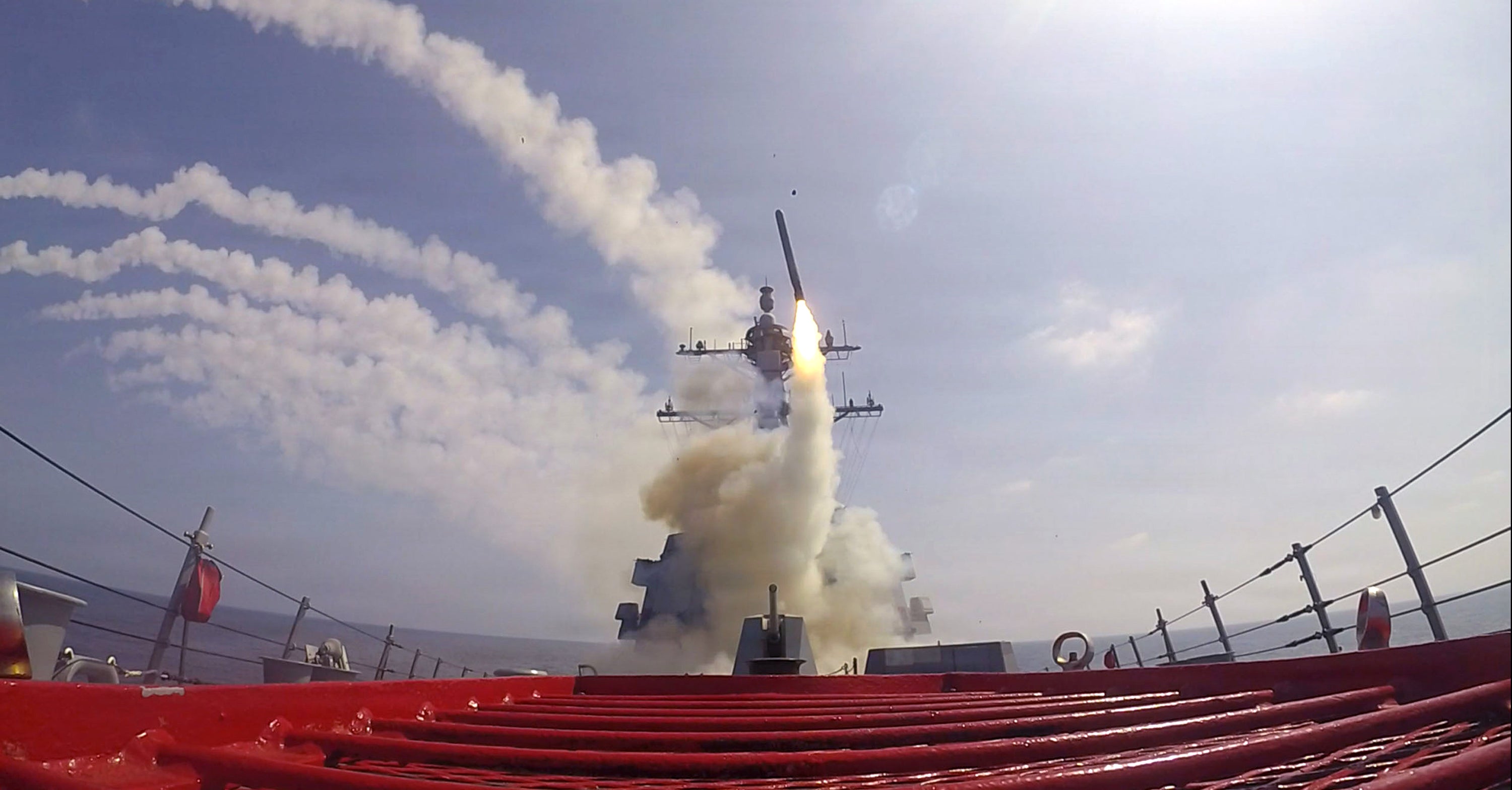 USS Frank E Petersen Jr fires a Tomahawk missile during operations in support of Operation Epic Fury on 28 February 2026