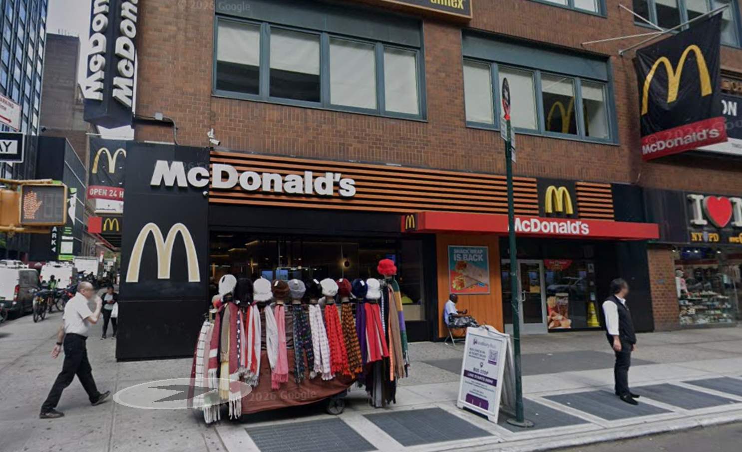 The McDonald's in Midtown Manhattan where Yvette Hinds claims she was severely sickened by a Sausage McMuffin with Egg (Google Maps)