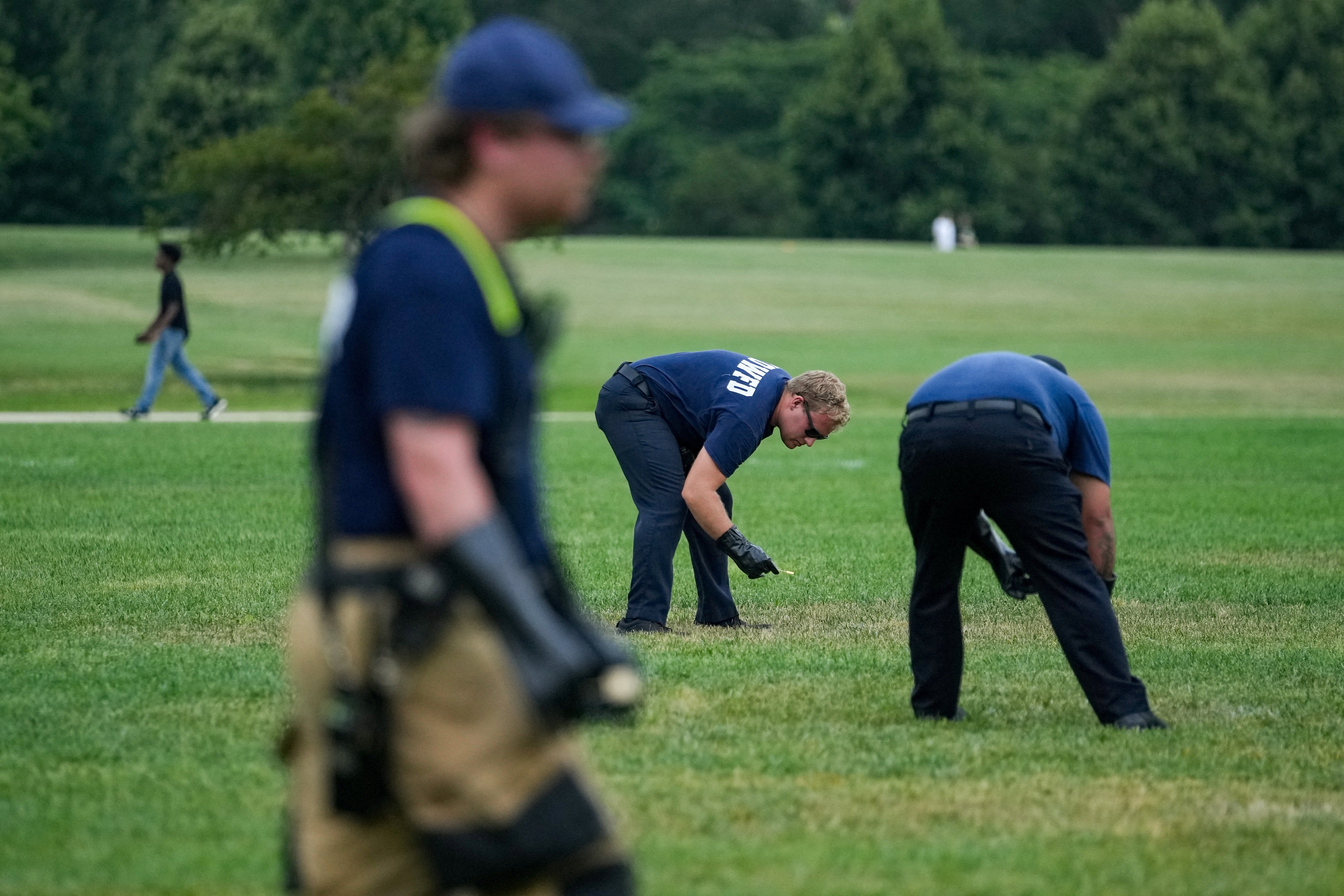 Investigators have taken grass samples from the scene and officials vow to hold anyone threatening the president accountable (Reuters)